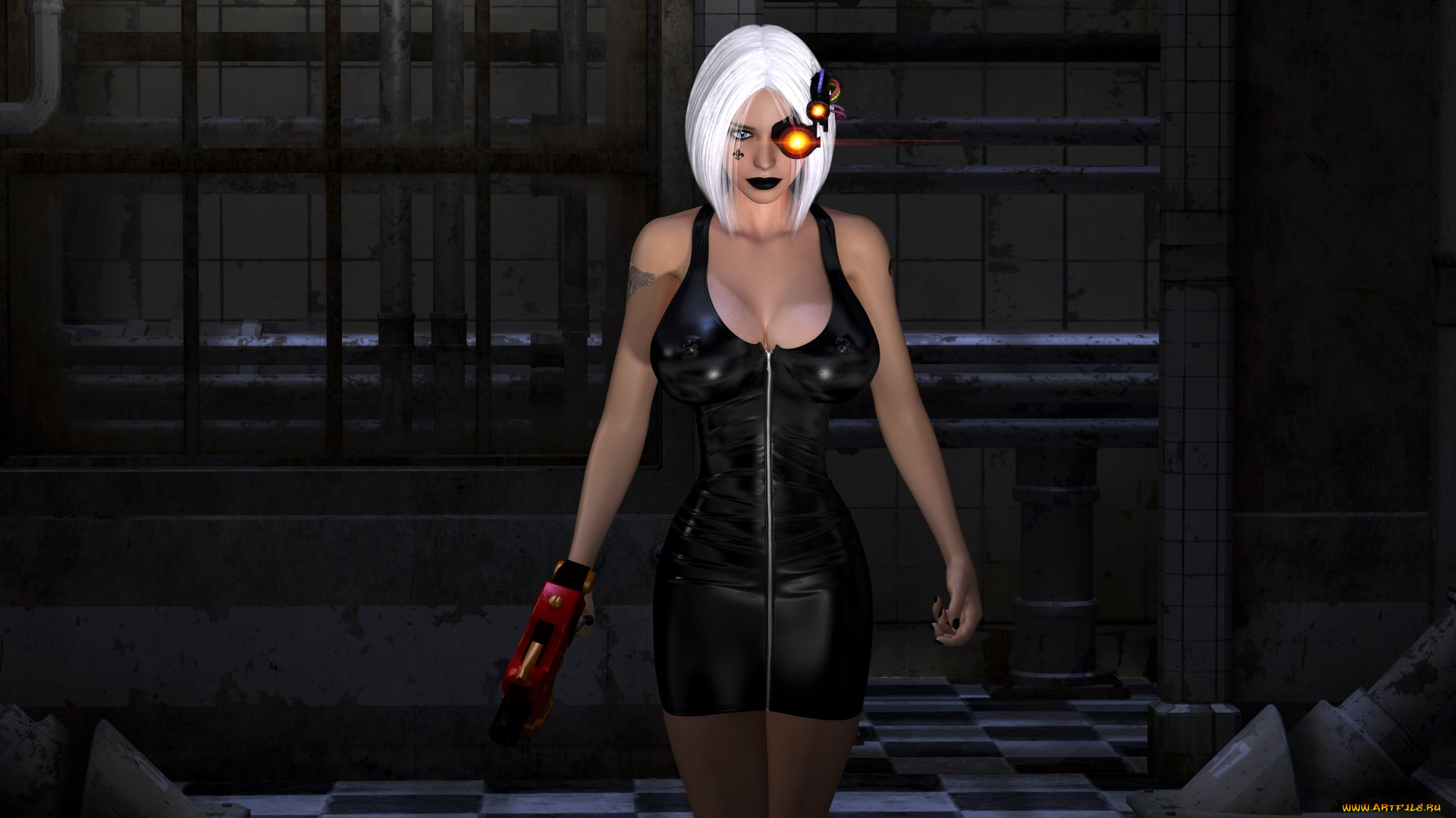 3д, графика, фантазия, , fantasy, девушка, взгляд, оружие, фон