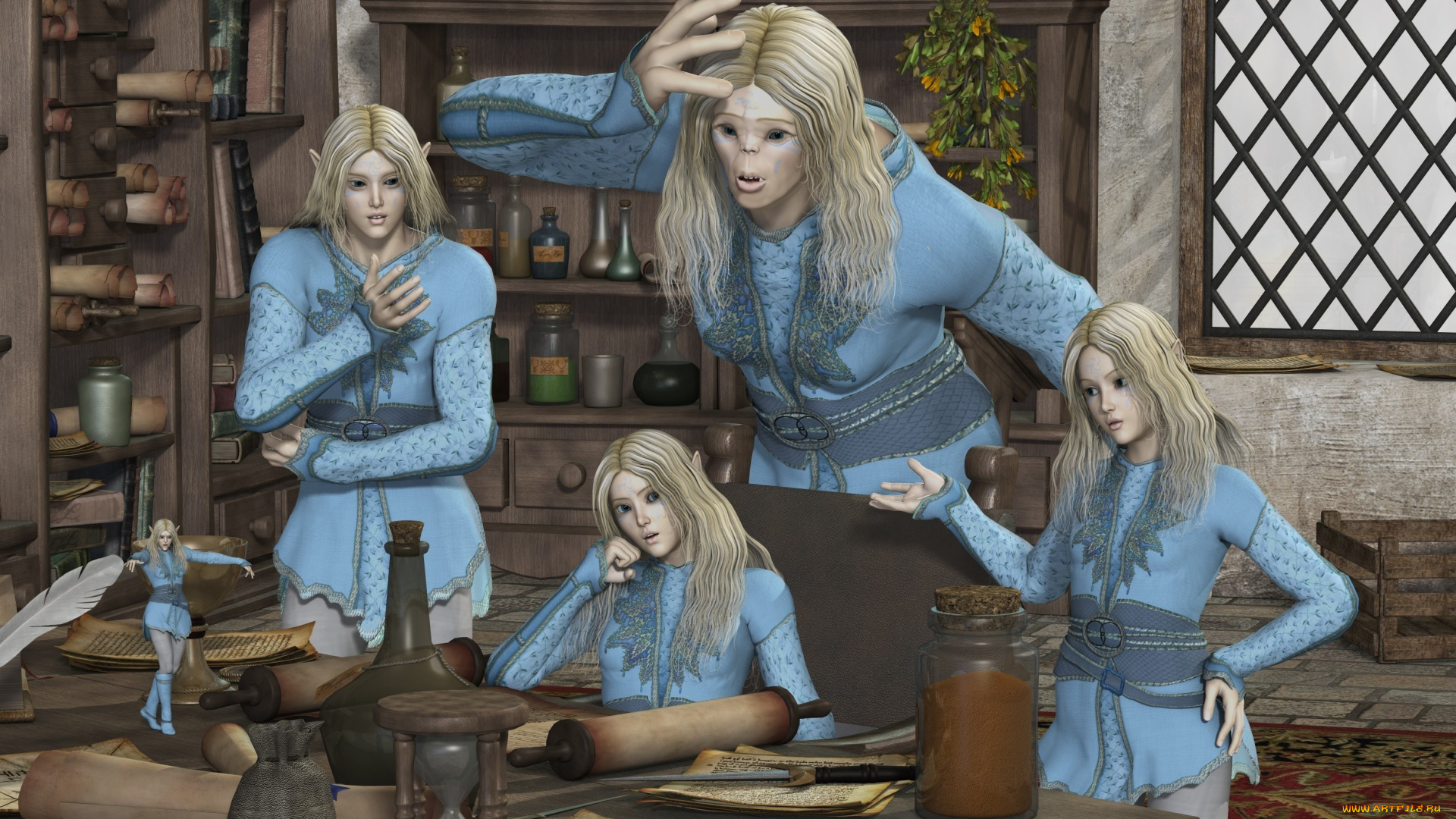 3д, графика, фантазия, , fantasy, грудь, фон, взгляд, эльфийки