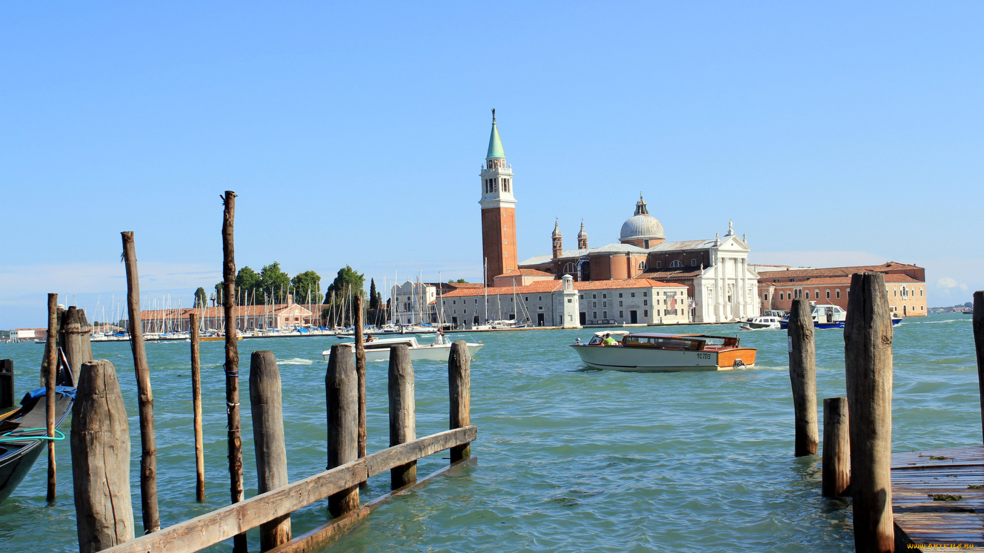 города, венеция, , италия, причал, деревянный