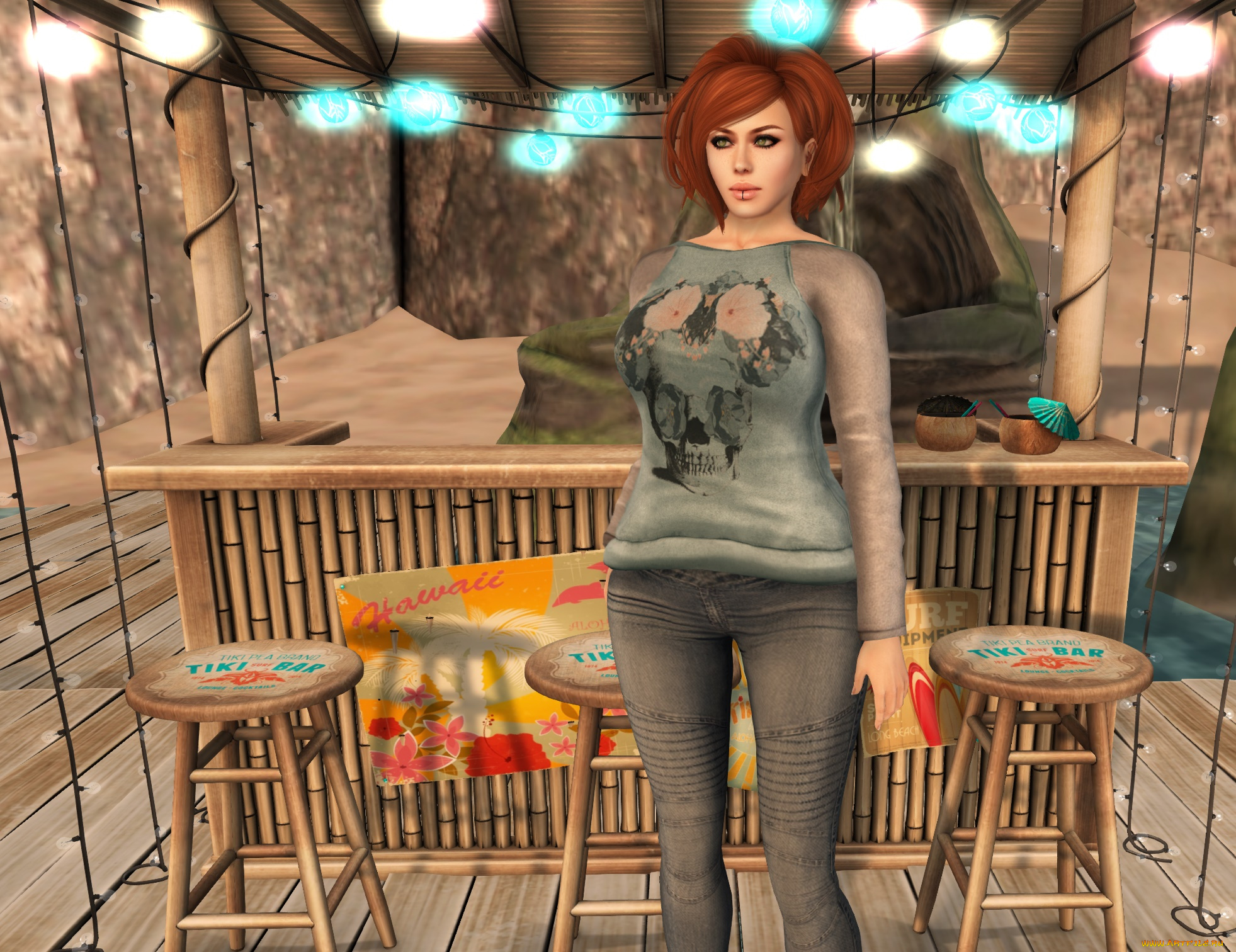 3д, графика, люди, , people, фон, рыжая, взгляд, девушка