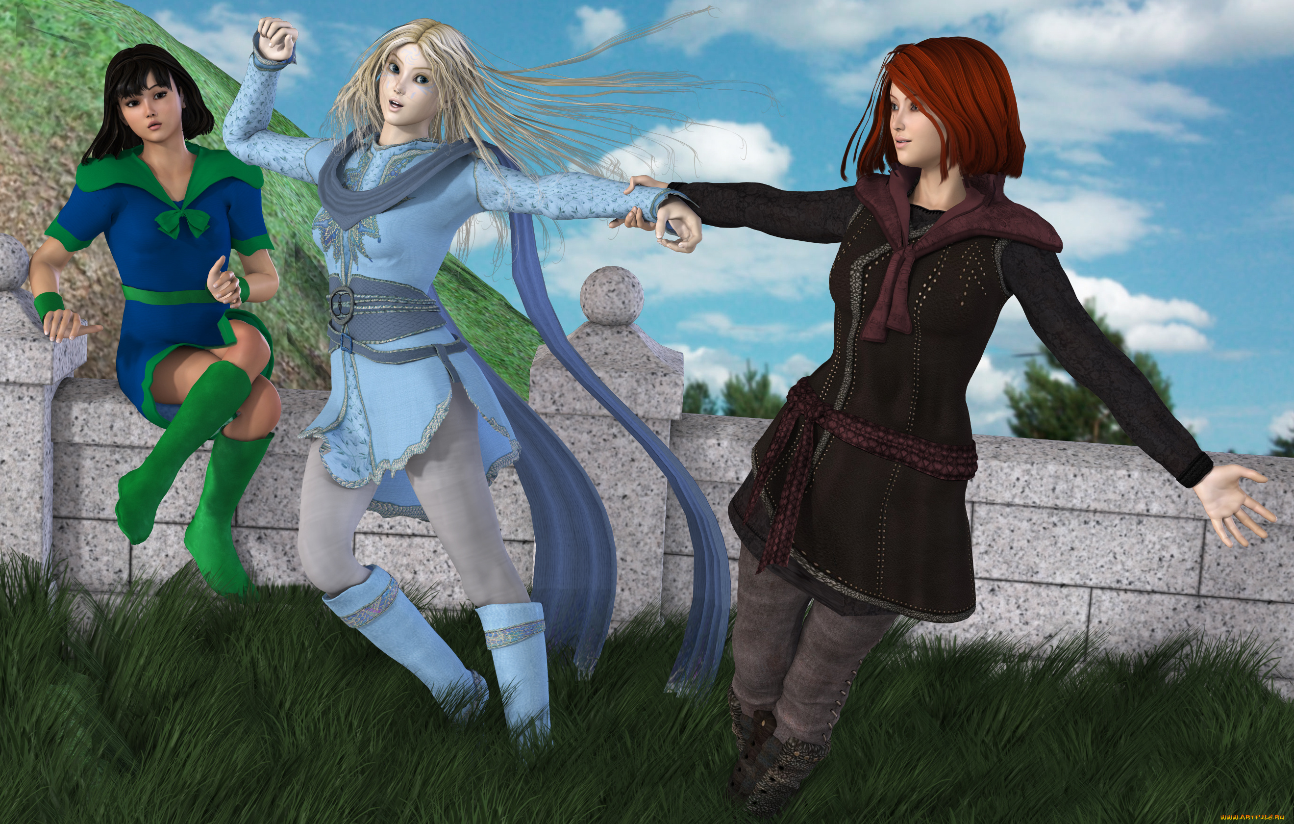 3д, графика, эльфы, , elves, эльфийка, фон, взгляд, девушка