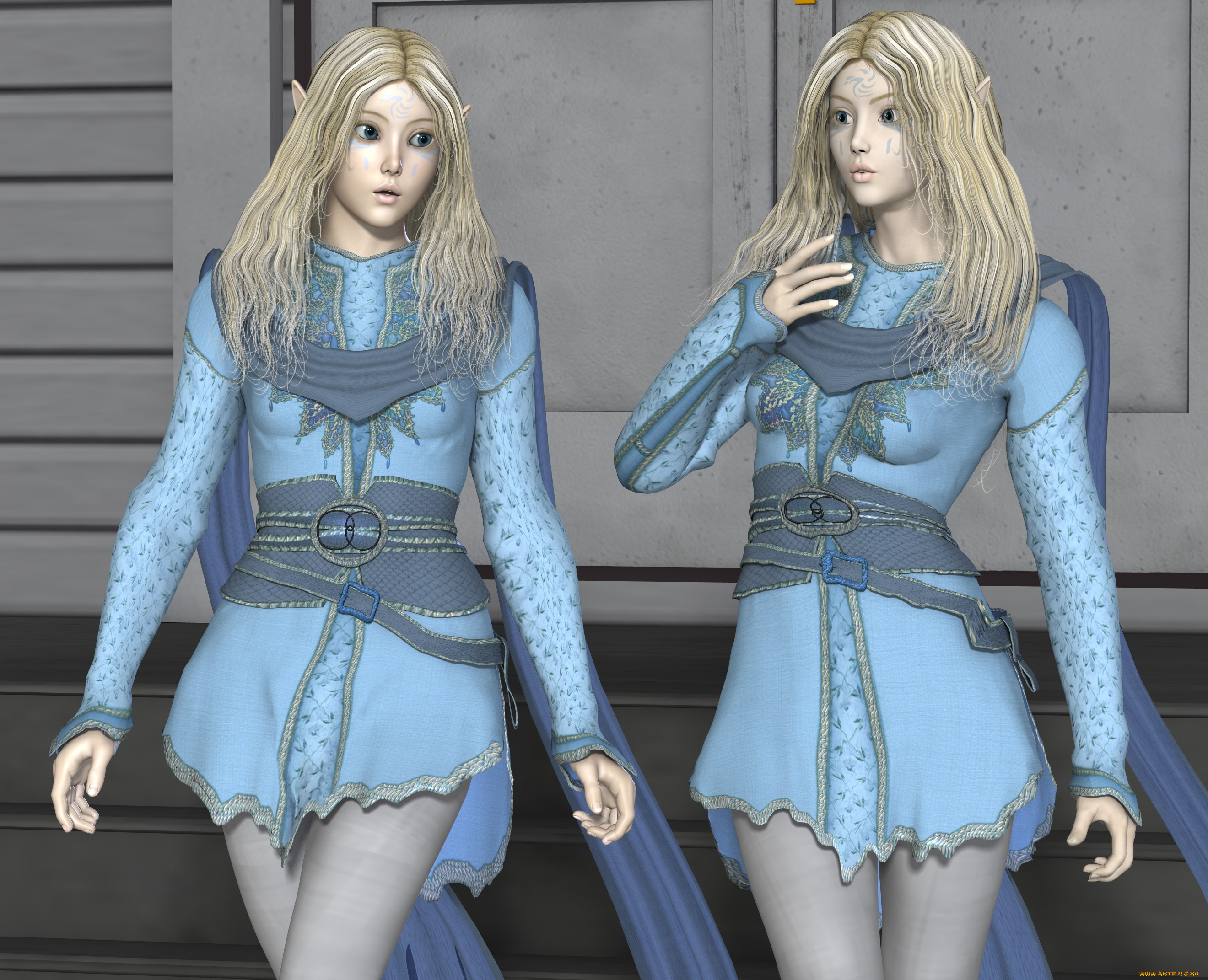 3д, графика, эльфы, , elves, фон, взгляд, эльфийки