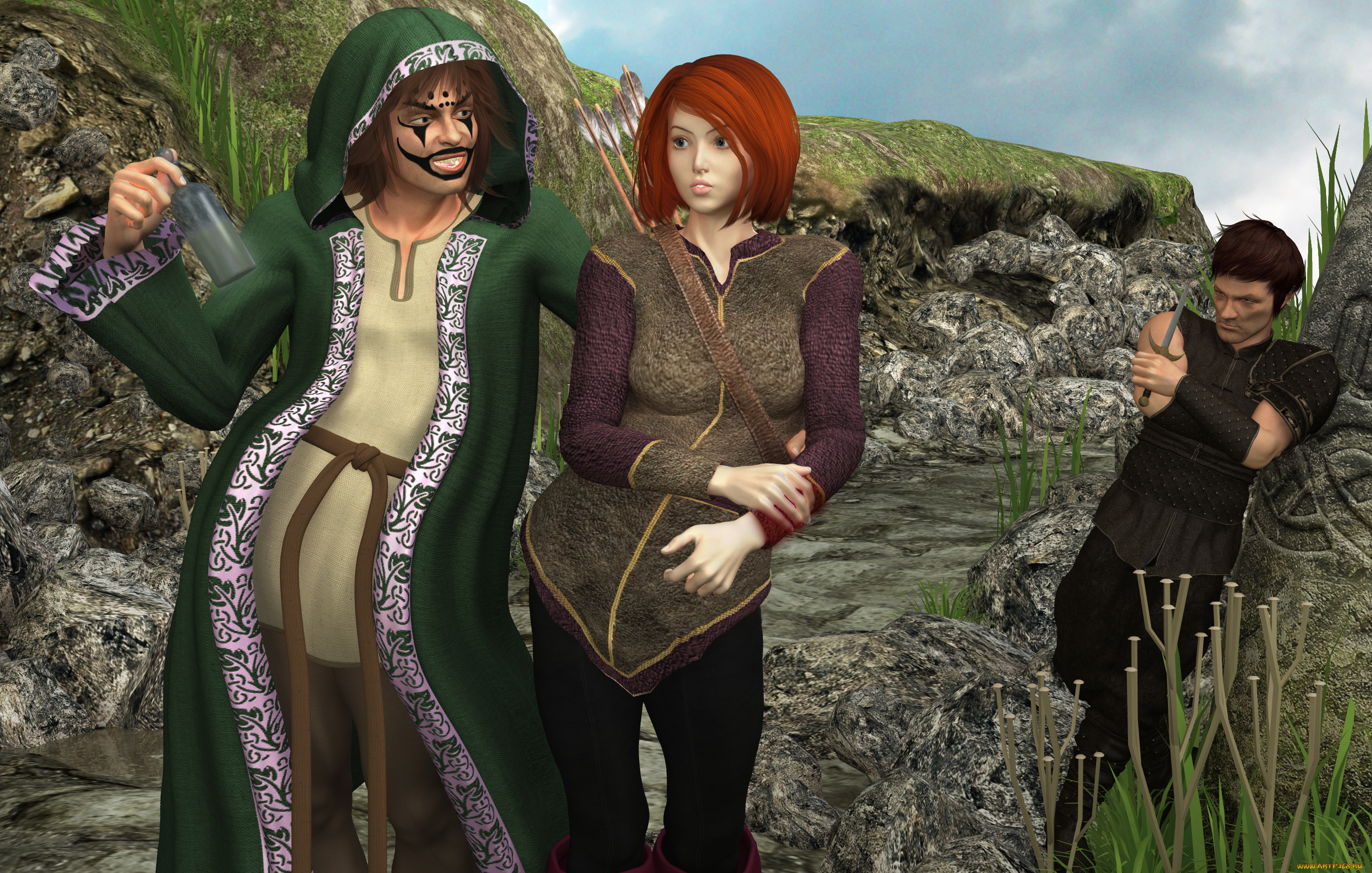 3д, графика, фантазия, , fantasy, пираты, фон, девушка, взгляд