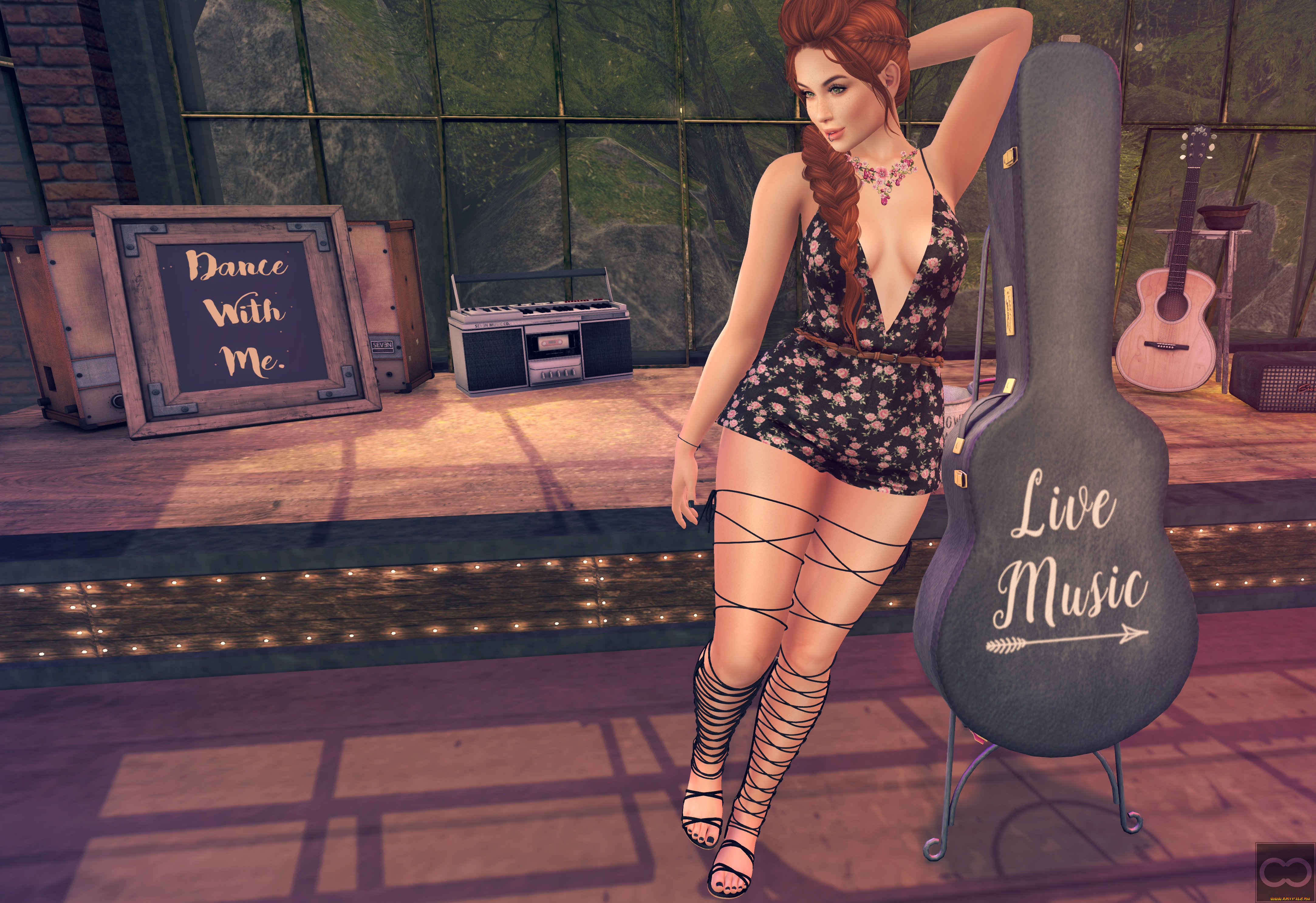 3д, графика, люди, , people, девушка, фон, взгляд, интерьер, рыжая