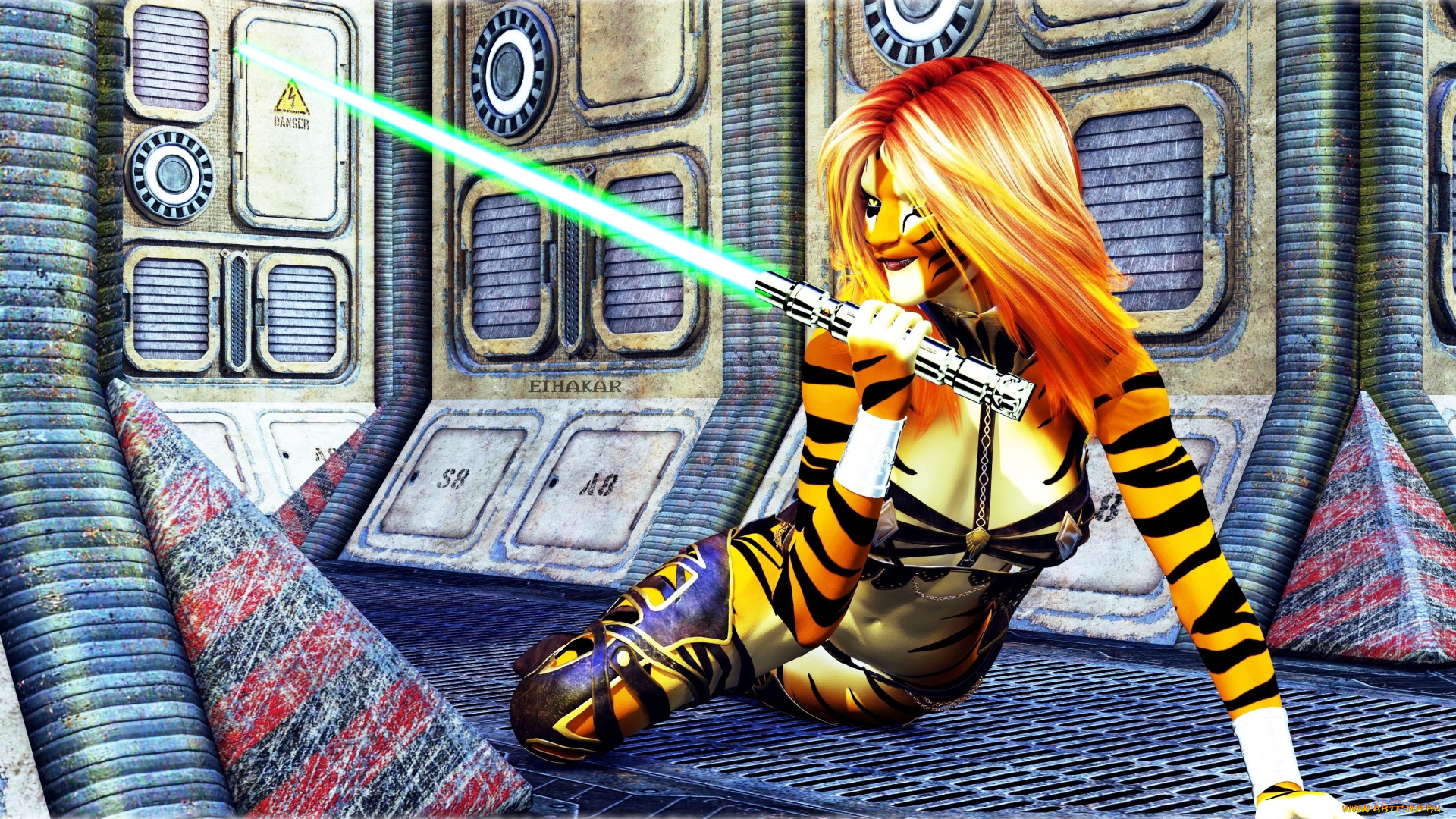 3д, графика, фантазия, , fantasy, девушка, взгляд, фон