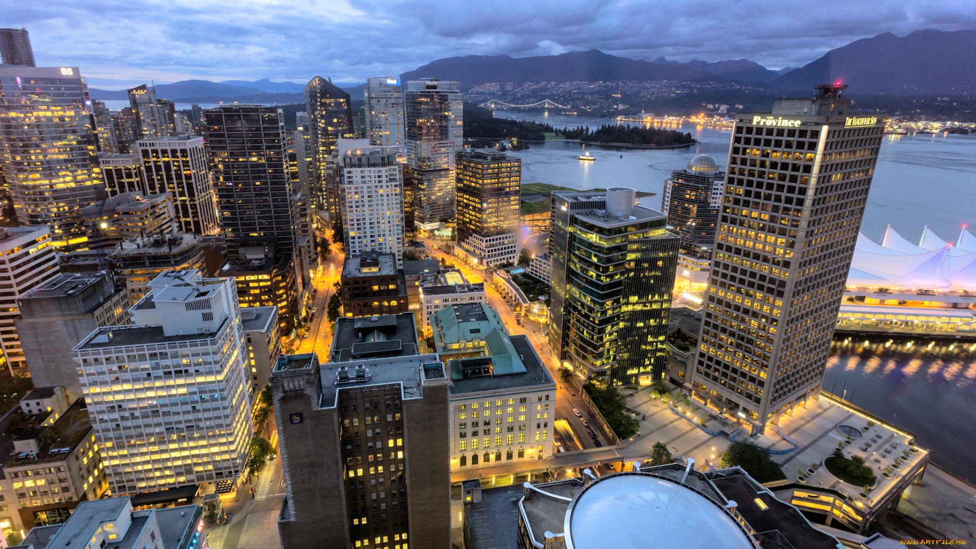 downtown, vancouver, bc, города, ванкувер, , канада, рассвет