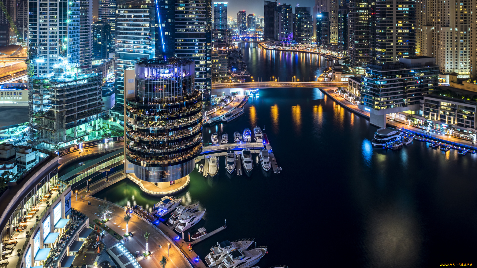 dubai, marina, города, дубай, , оаэ, огни, ночь