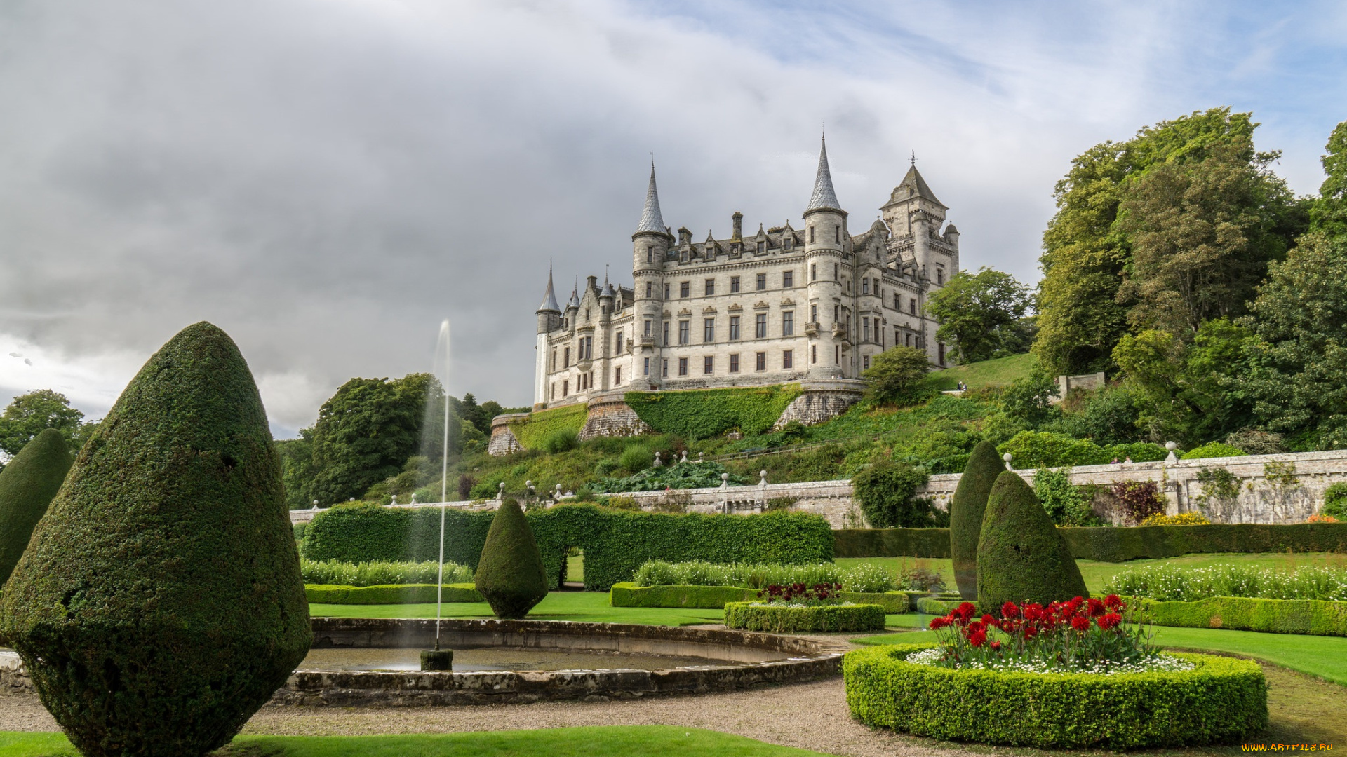 dunrobin, castle, города, замки, англии, парк, замок