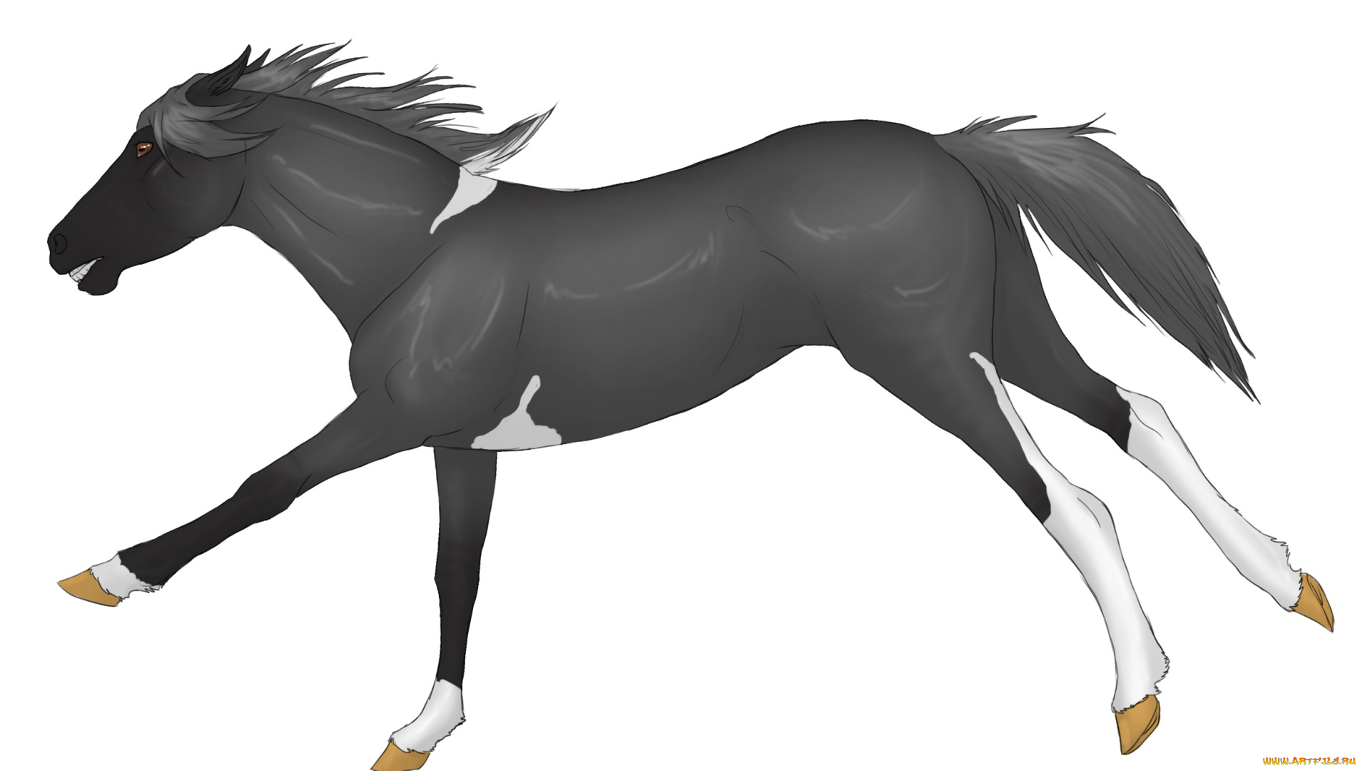 рисованное, животные, , лошади, лошадь