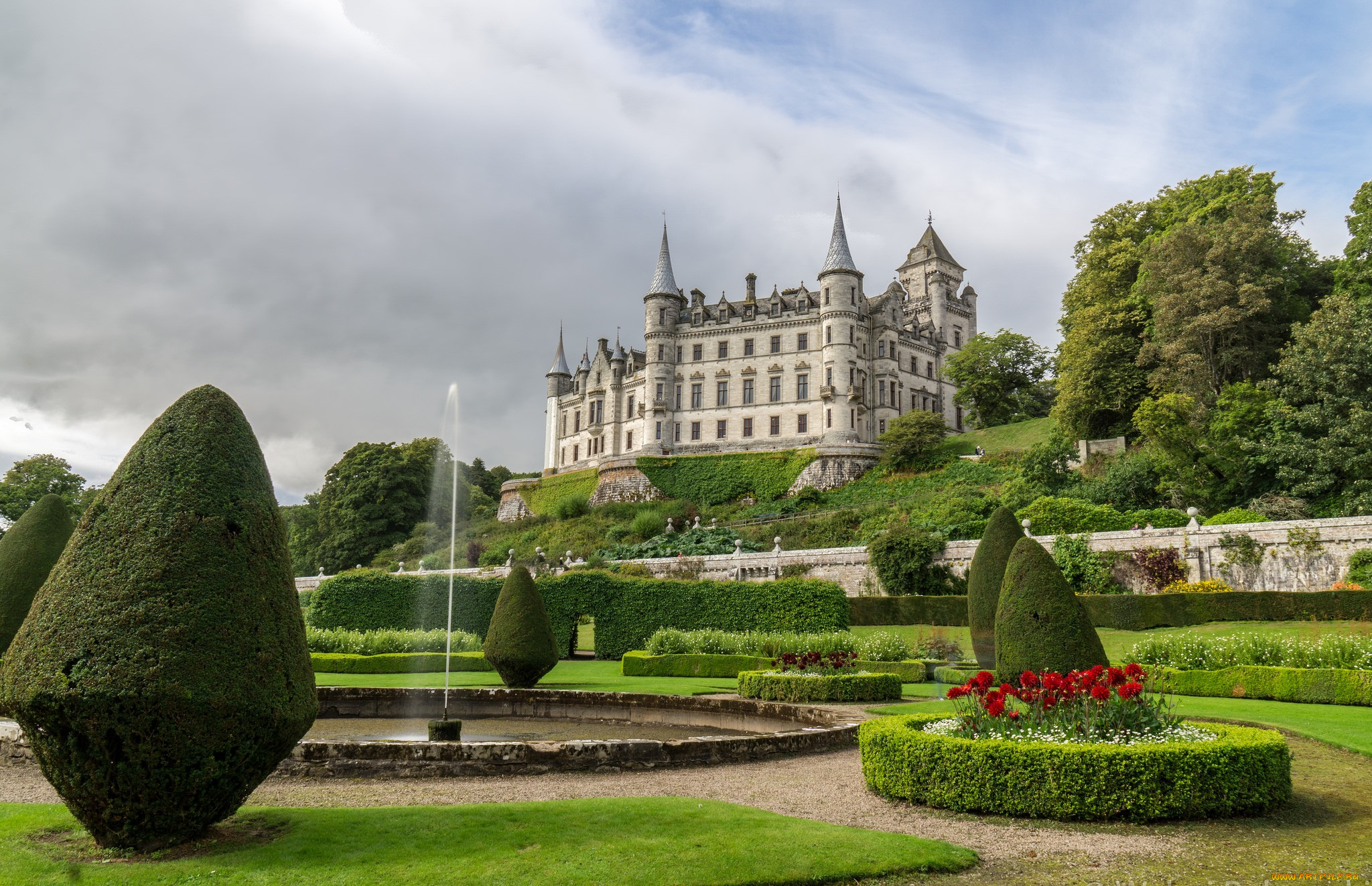 dunrobin, castle, города, замки, англии, парк, замок