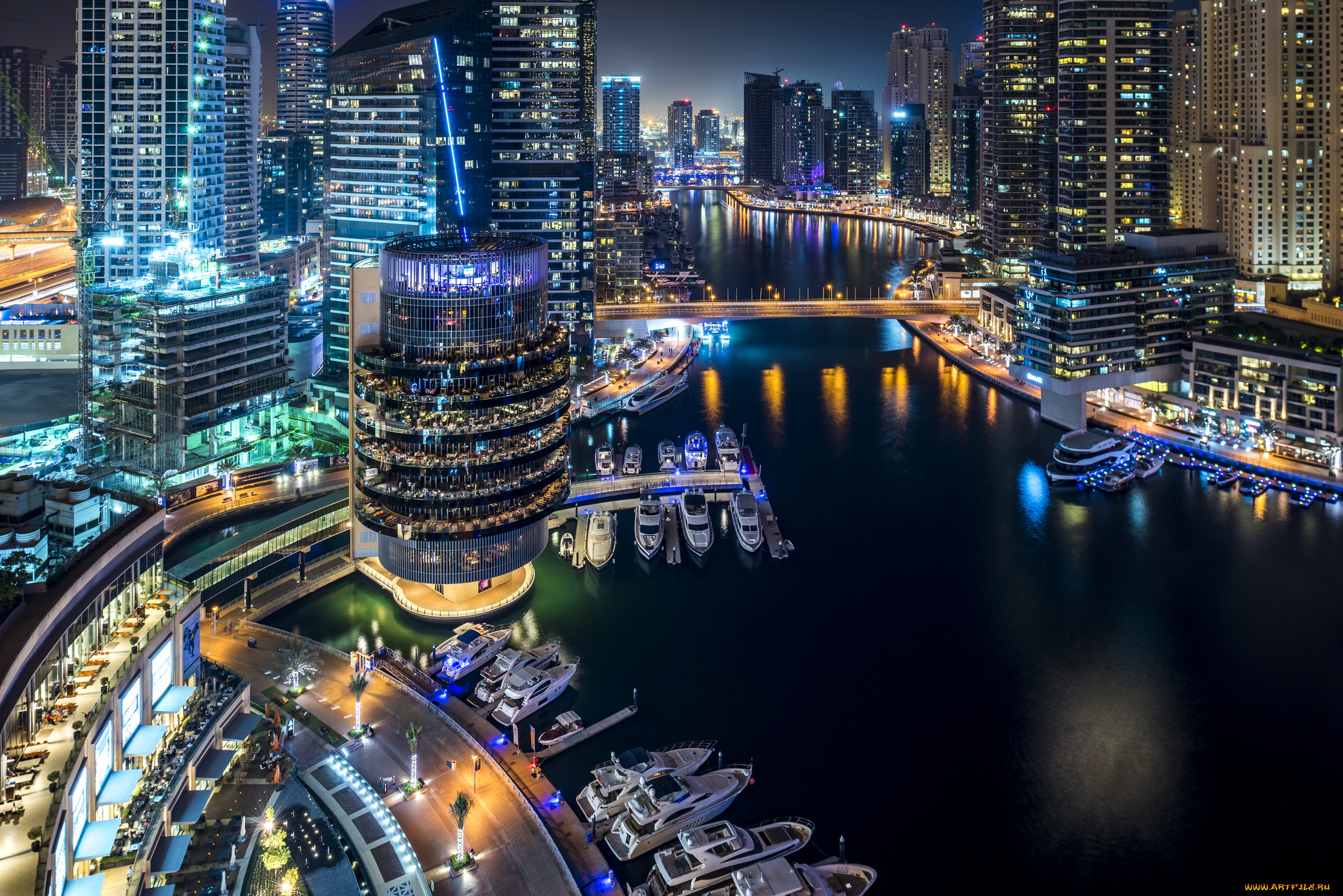 dubai, marina, города, дубай, , оаэ, огни, ночь