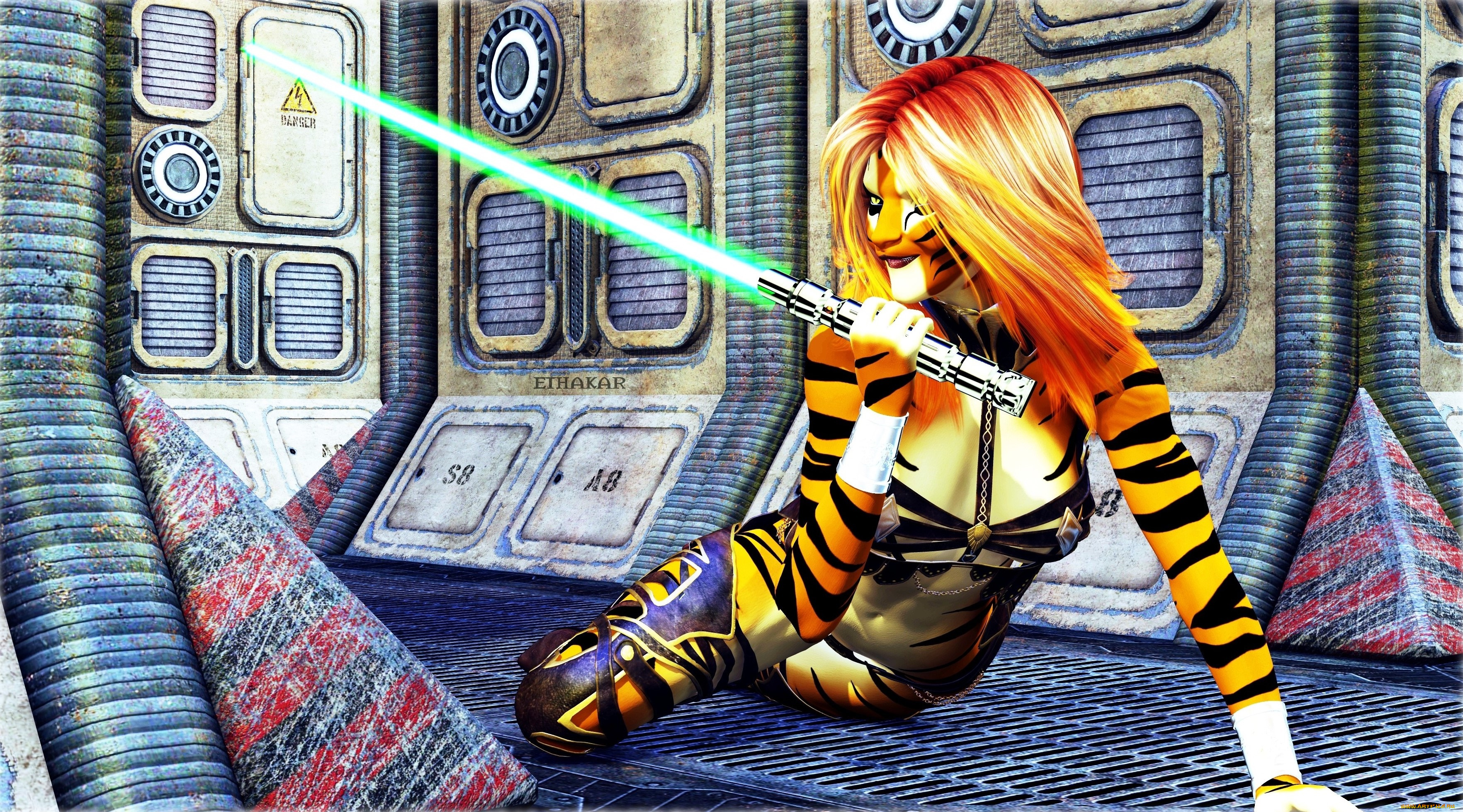 3д, графика, фантазия, , fantasy, девушка, взгляд, фон