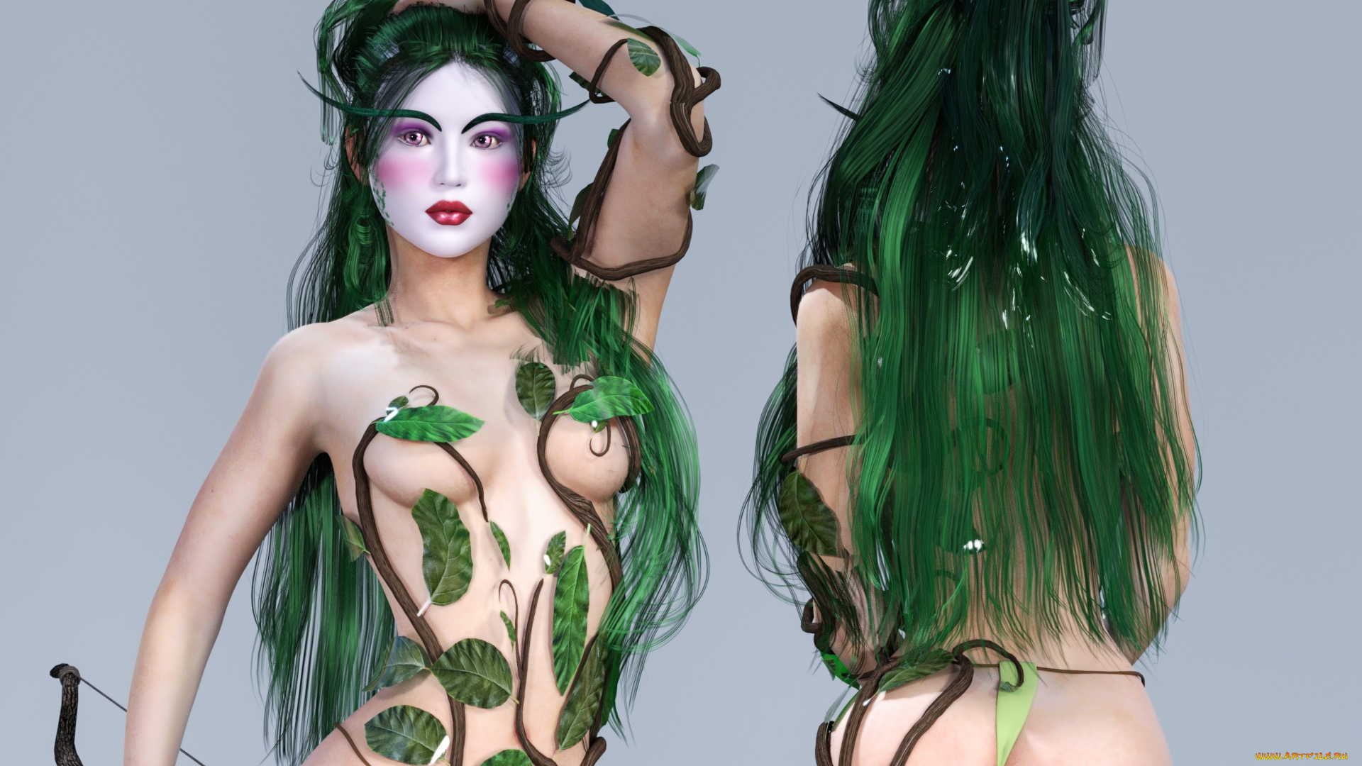 3д, графика, фантазия, , fantasy, девушка, взгляд, фон