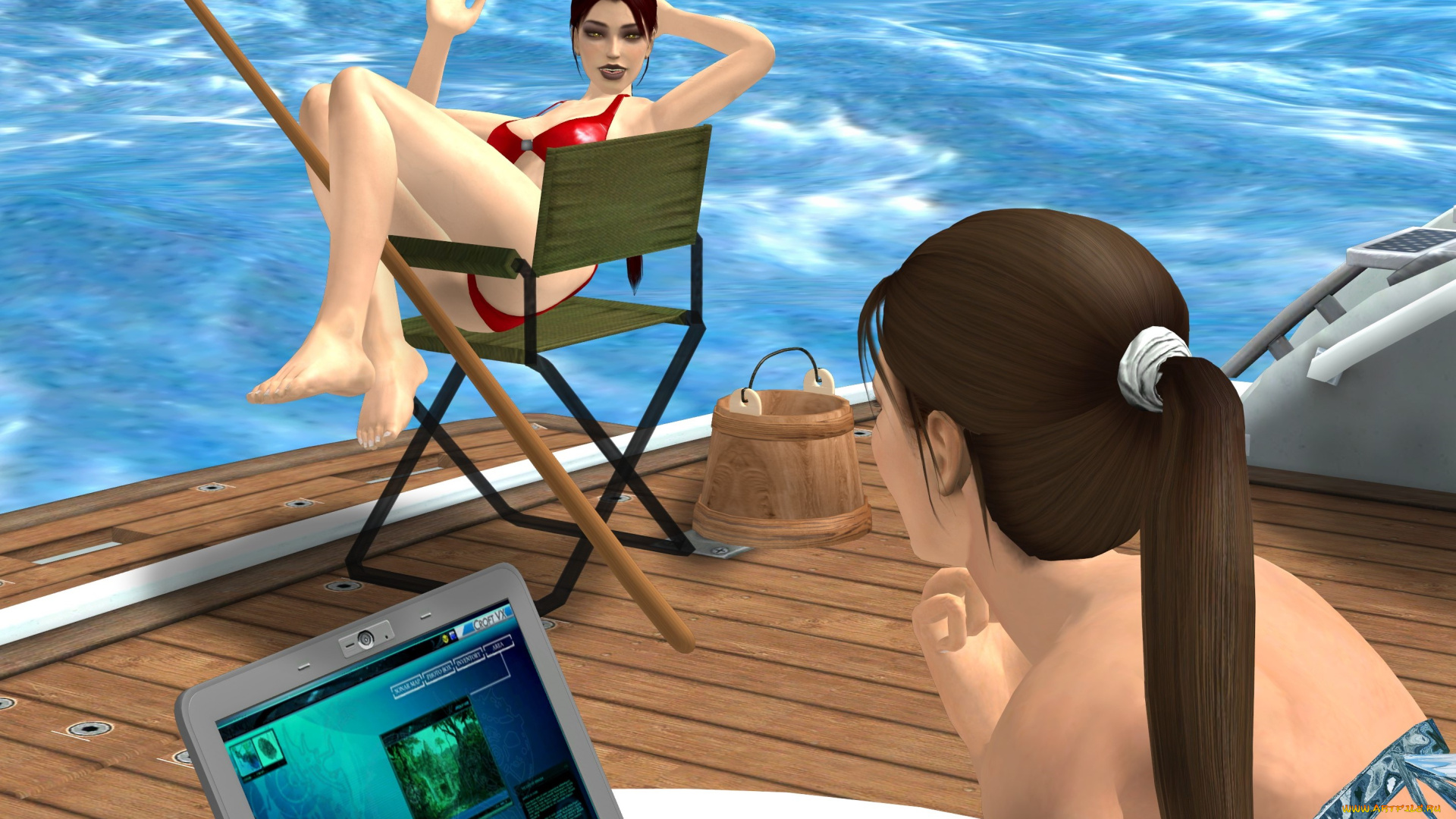 3д, графика, люди, , people, взгляд, девушка, яхта, фон