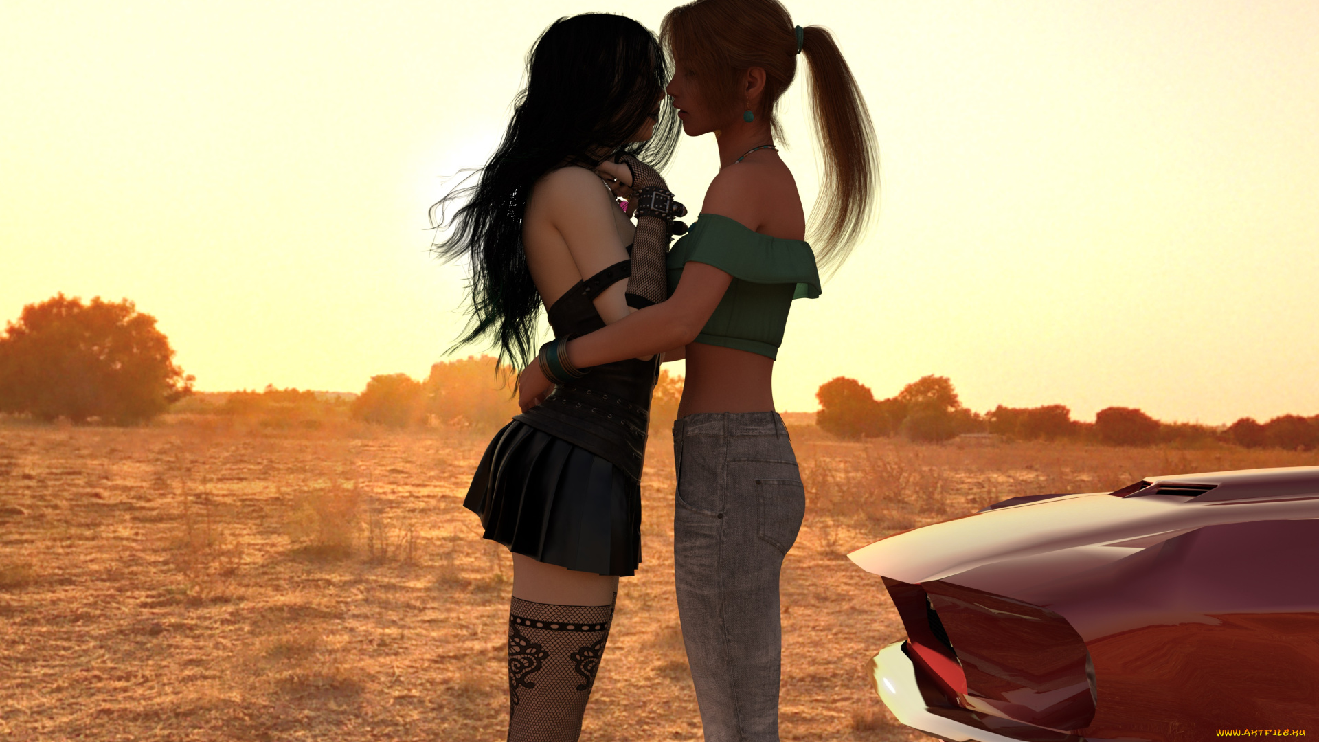 3д, графика, люди-авто, мото, , people-, car, , , moto, фон, взгляд, девушки