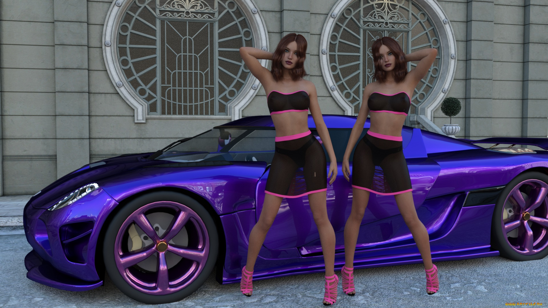 3д, графика, люди-авто, мото, , people-, car, , , moto, автомобиль, фон, взгляд, девушки