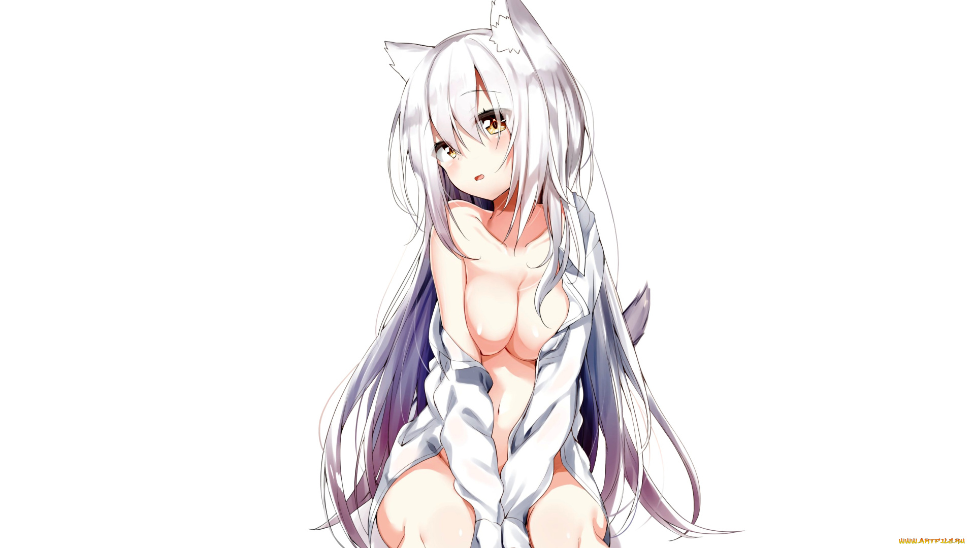 аниме, животные, , существа, фон, взгляд, девушка