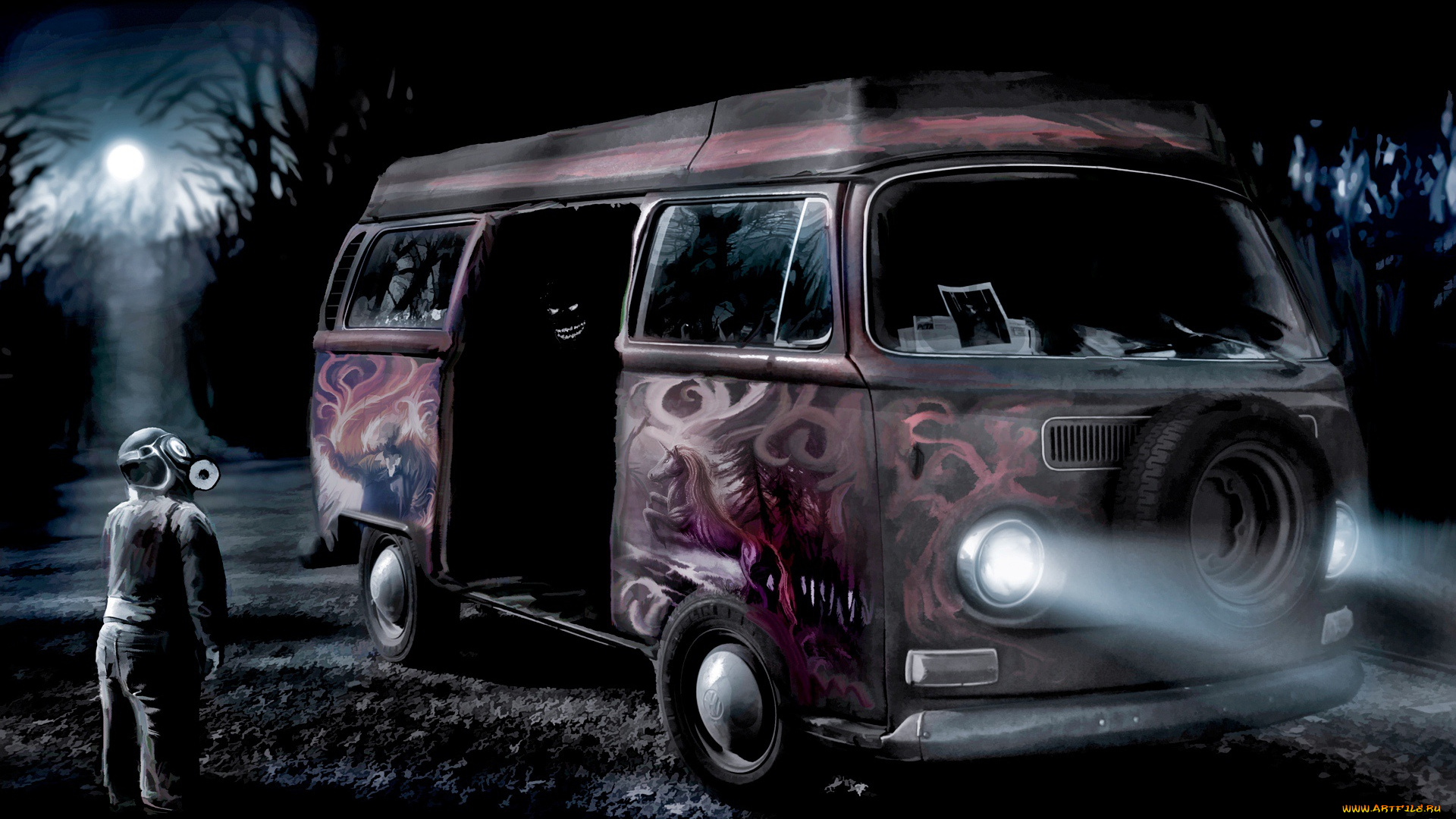 фэнтези, романтика, апокалипсиса, граффити, маска, romantically, apocalyptic, человек, don't, procure, confectionary, from, questionable, vans, автобус