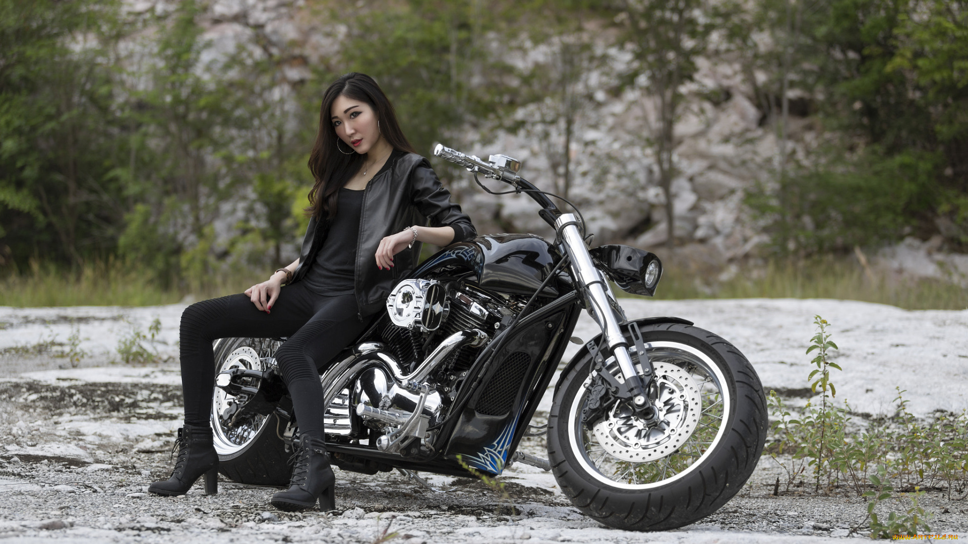 мотоциклы, мото, с, девушкой, девушки