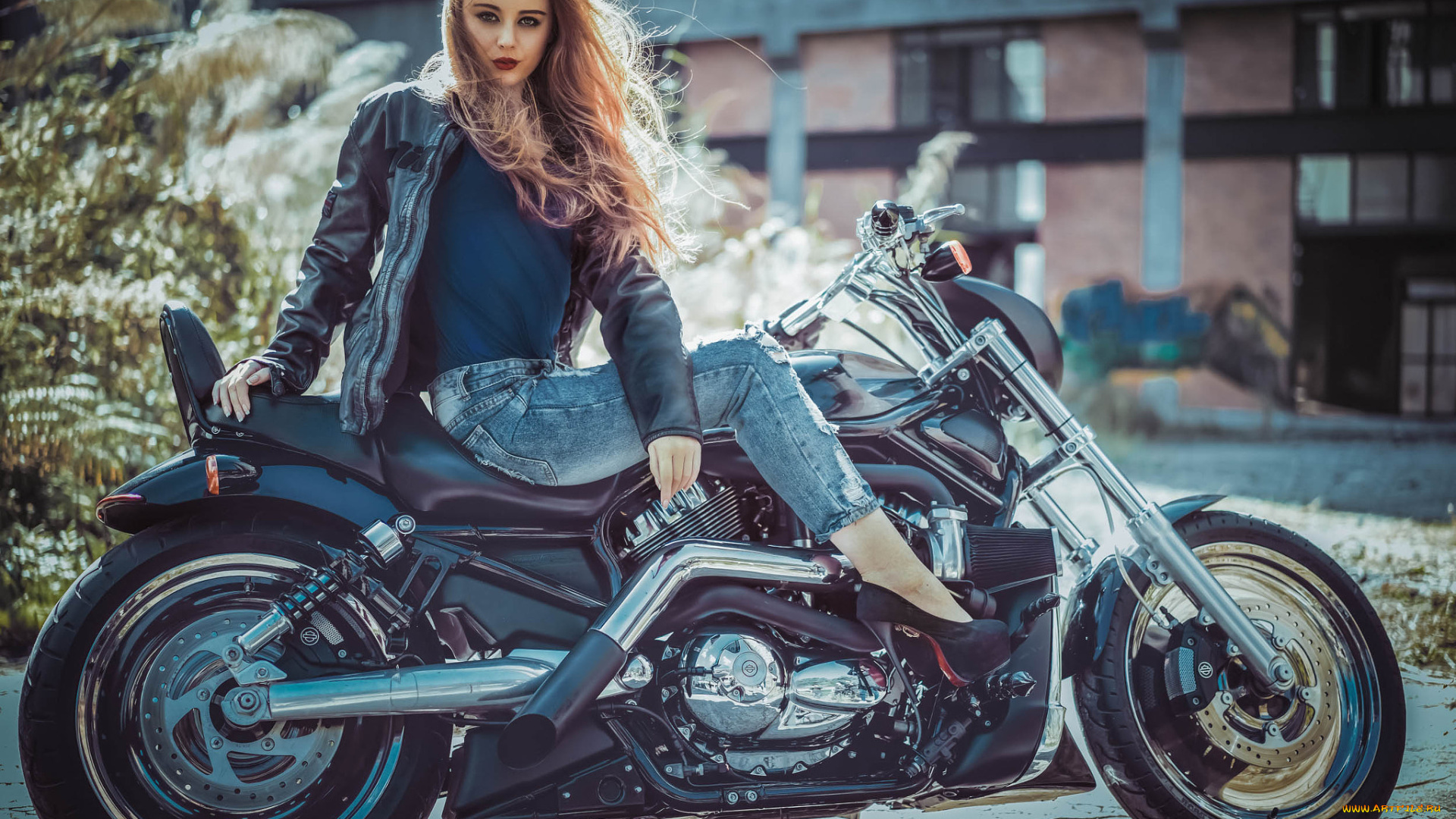 мотоциклы, мото, с, девушкой, девушки