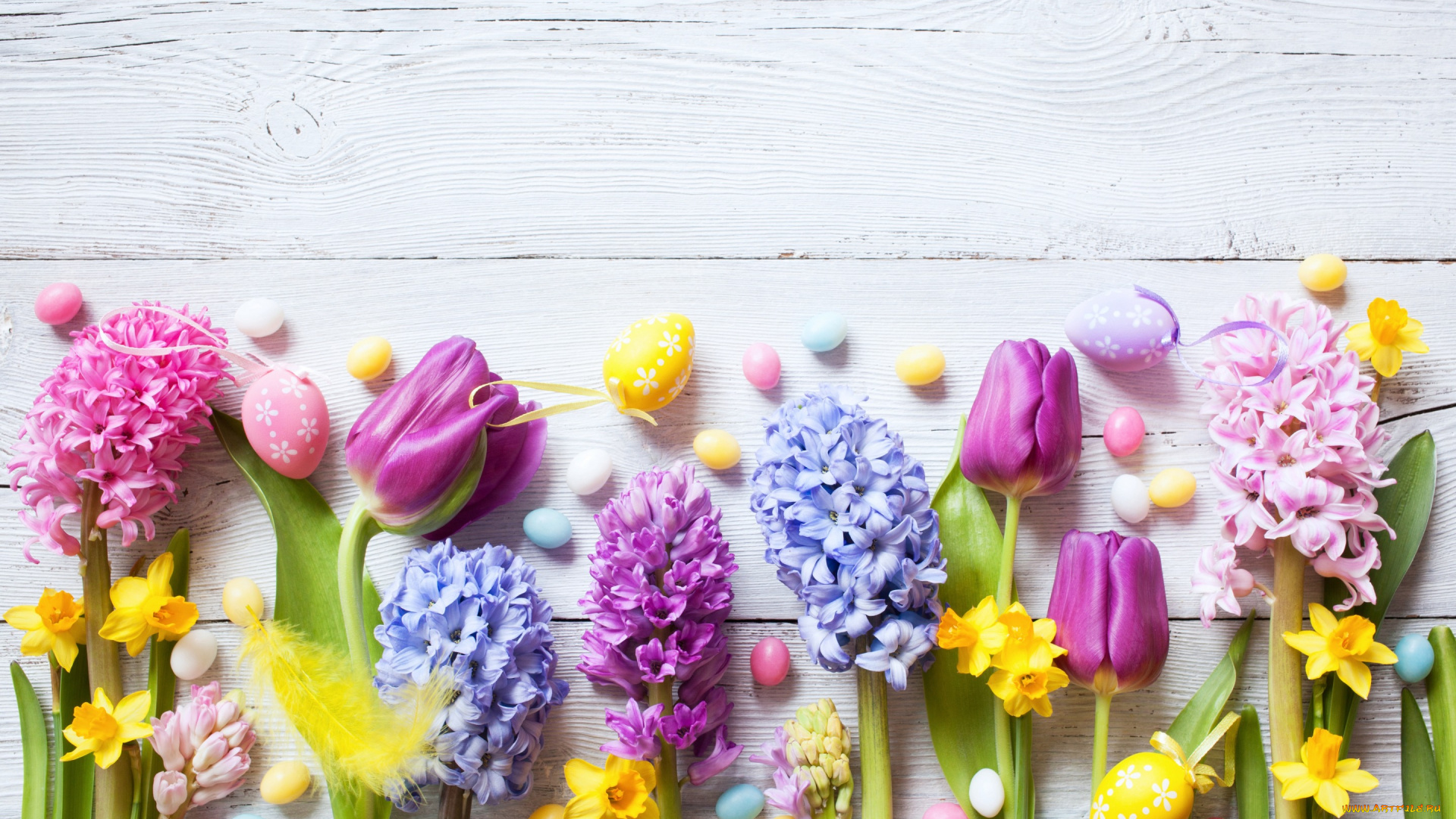 праздничные, пасха, цветы, flowers, eggs, tulips, wood, decoration, happy, spring, яйца, крашеные, крокусы, тюльпаны, нарциссы, easter, colorful, весна