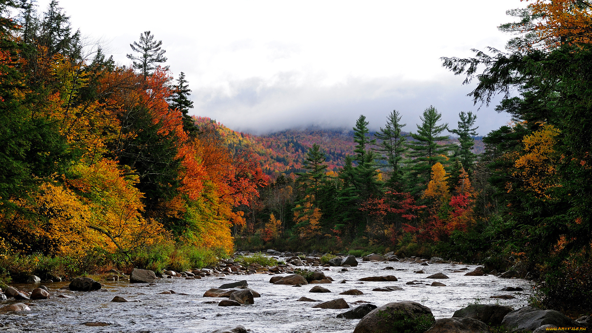 природа, реки, озера, пейзаж, камни, река, осень