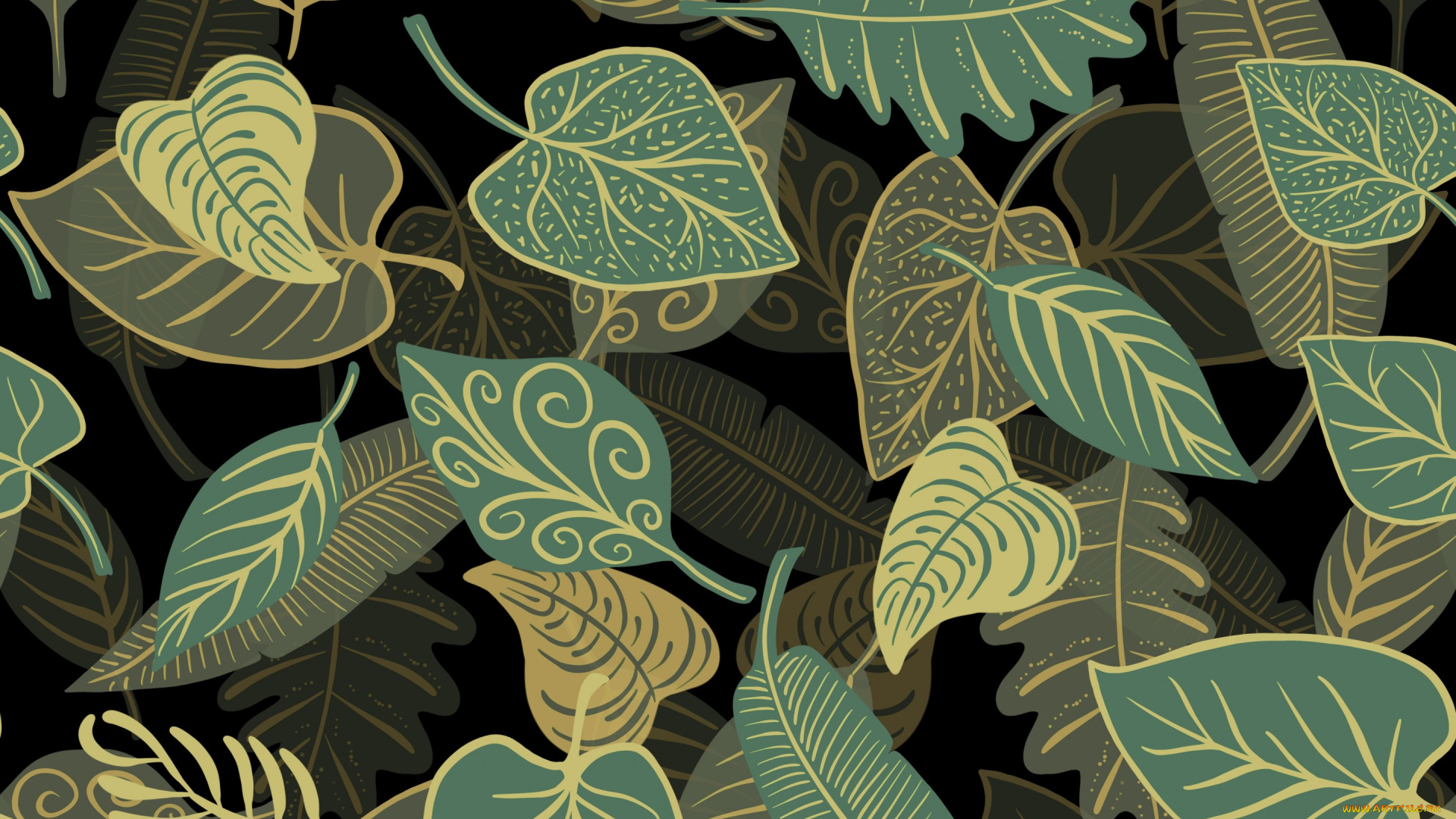 векторная, графика, природа, , nature, текстура, фон, листья