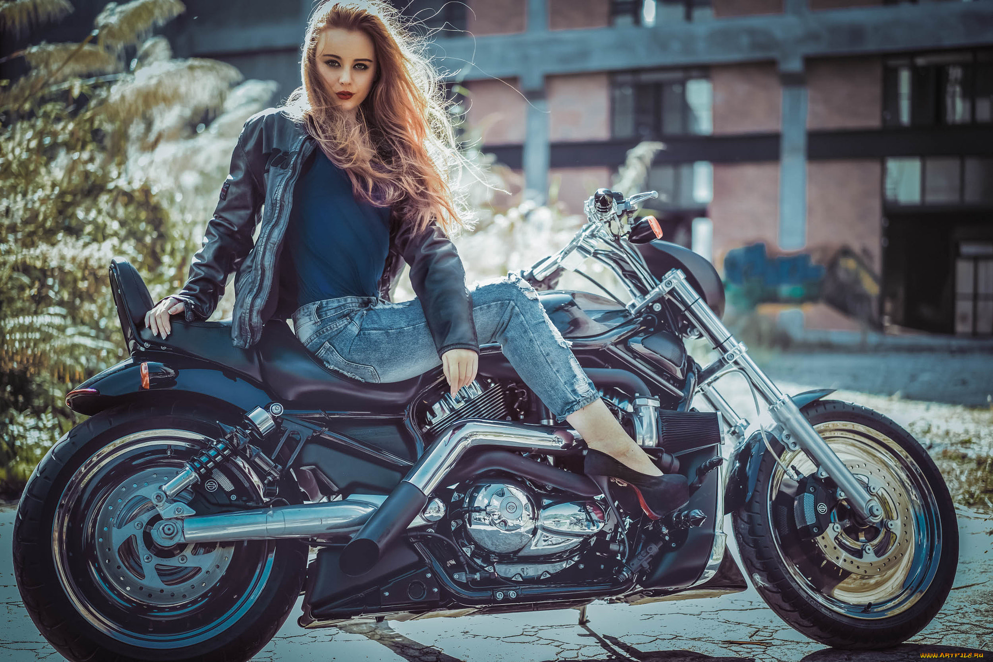 мотоциклы, мото, с, девушкой, девушки