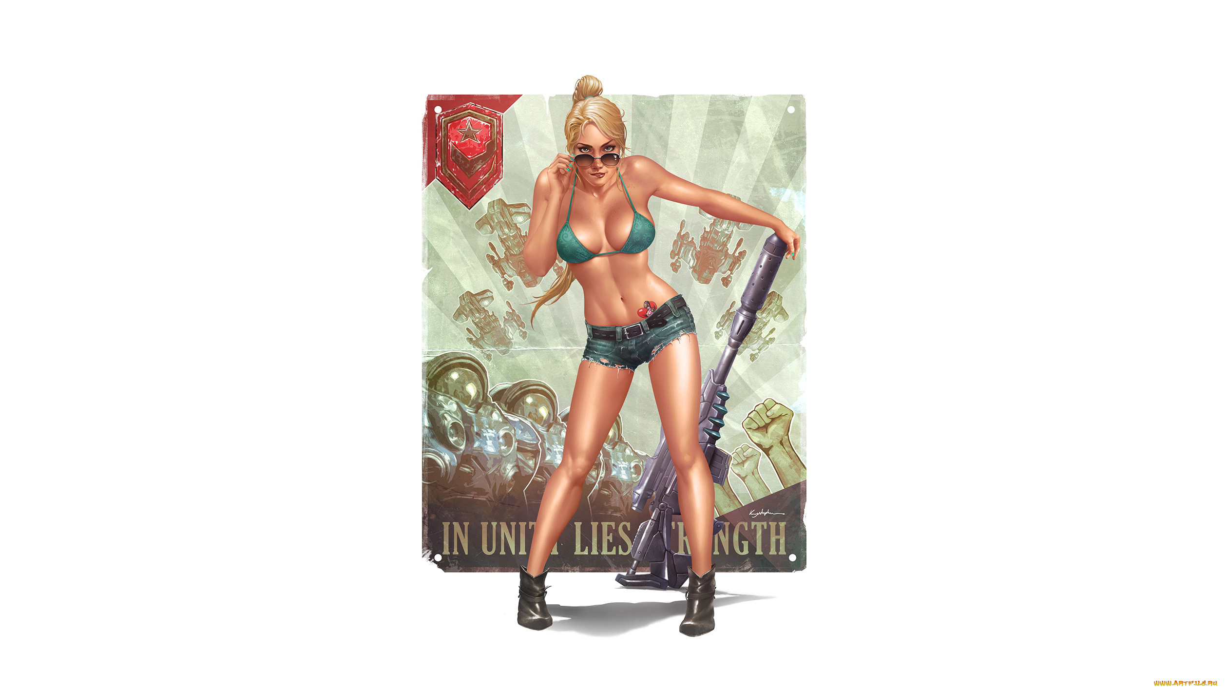 рисованное, комиксы, девушка, фон, взгляд, очки, тату