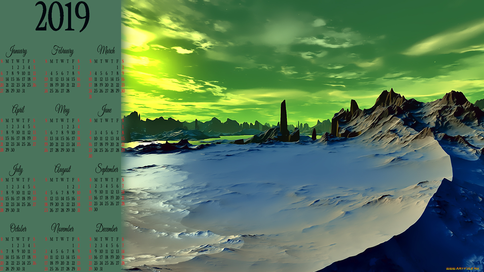 календари, 3д-графика, планета