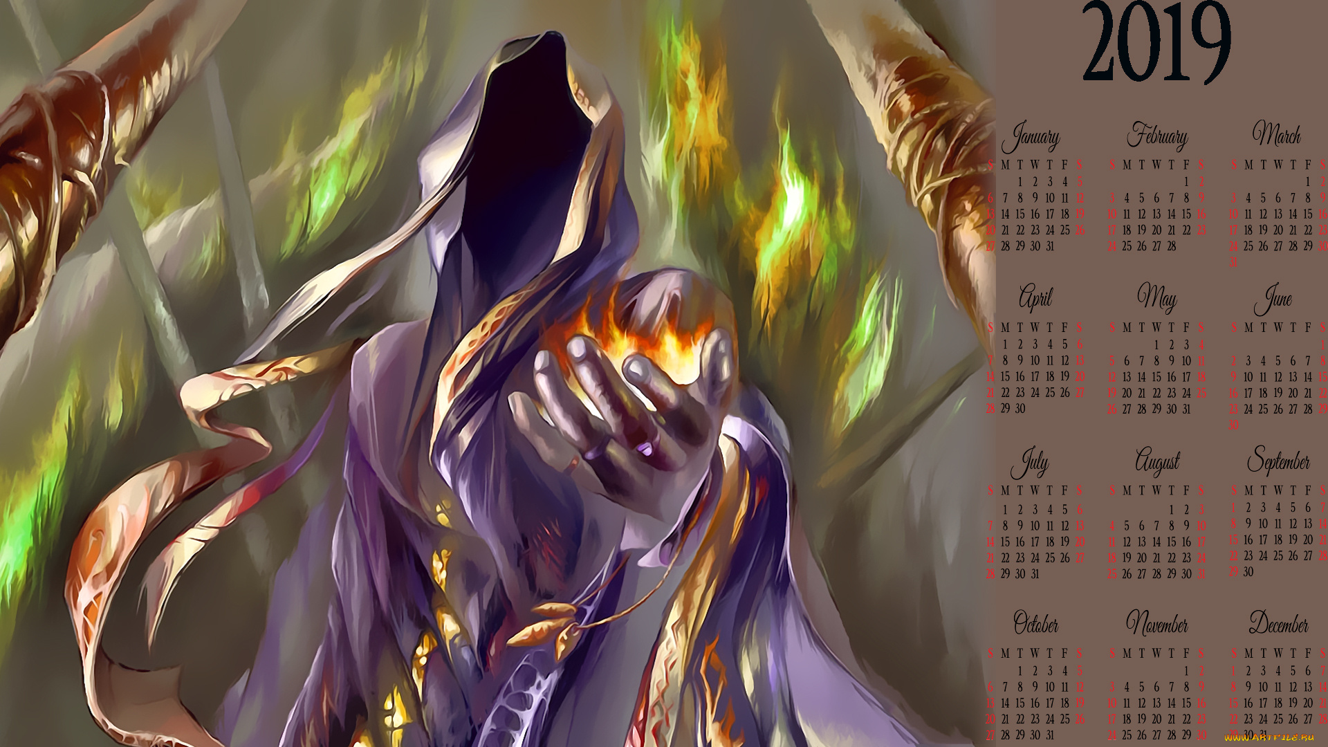 календари, фэнтези, магия, плащ, капюшон, существо