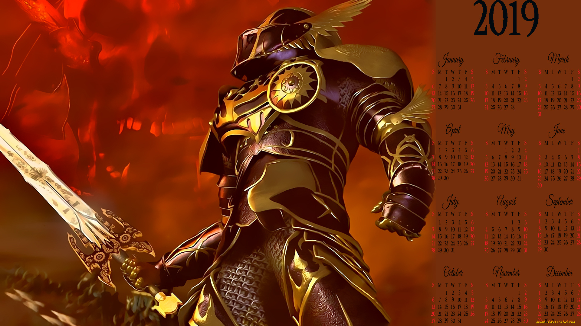 календари, фэнтези, оружие, воин