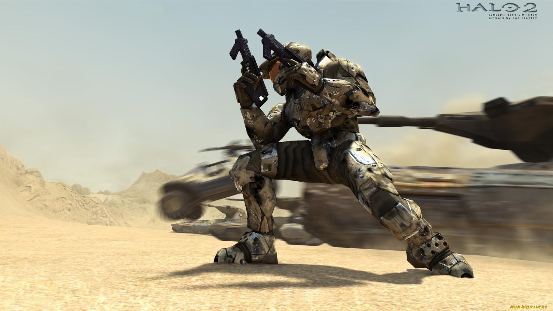 видео, игры, halo, 2, оружие, броня, горы, солдат, пустыня, танк