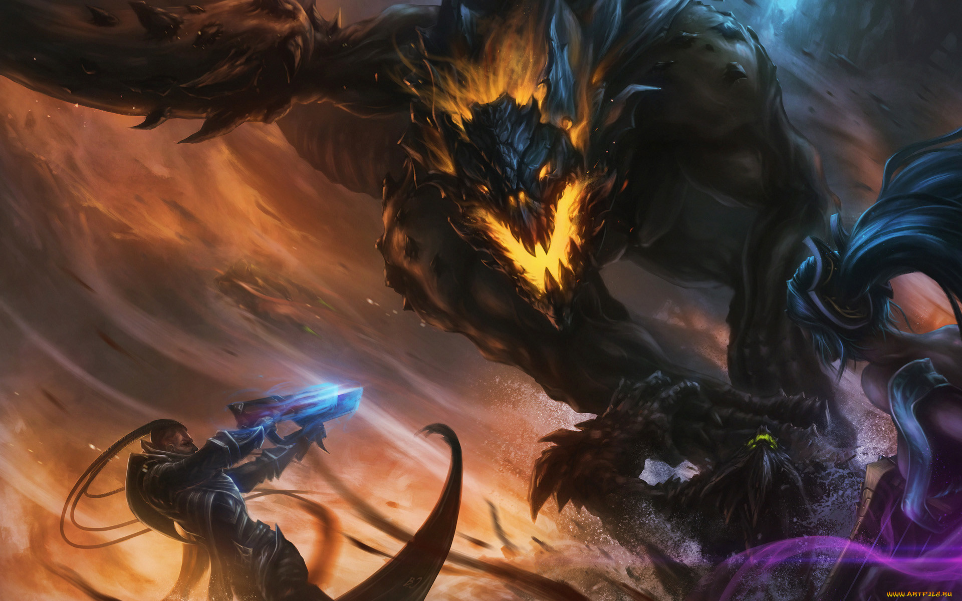 видео, игры, league, of, legends, люди, монстр, оружие, бой