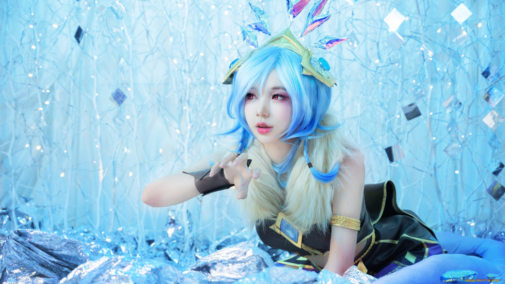 девушки, -, креатив, , косплей, league, of, legends, костюм, кристаллы, нико