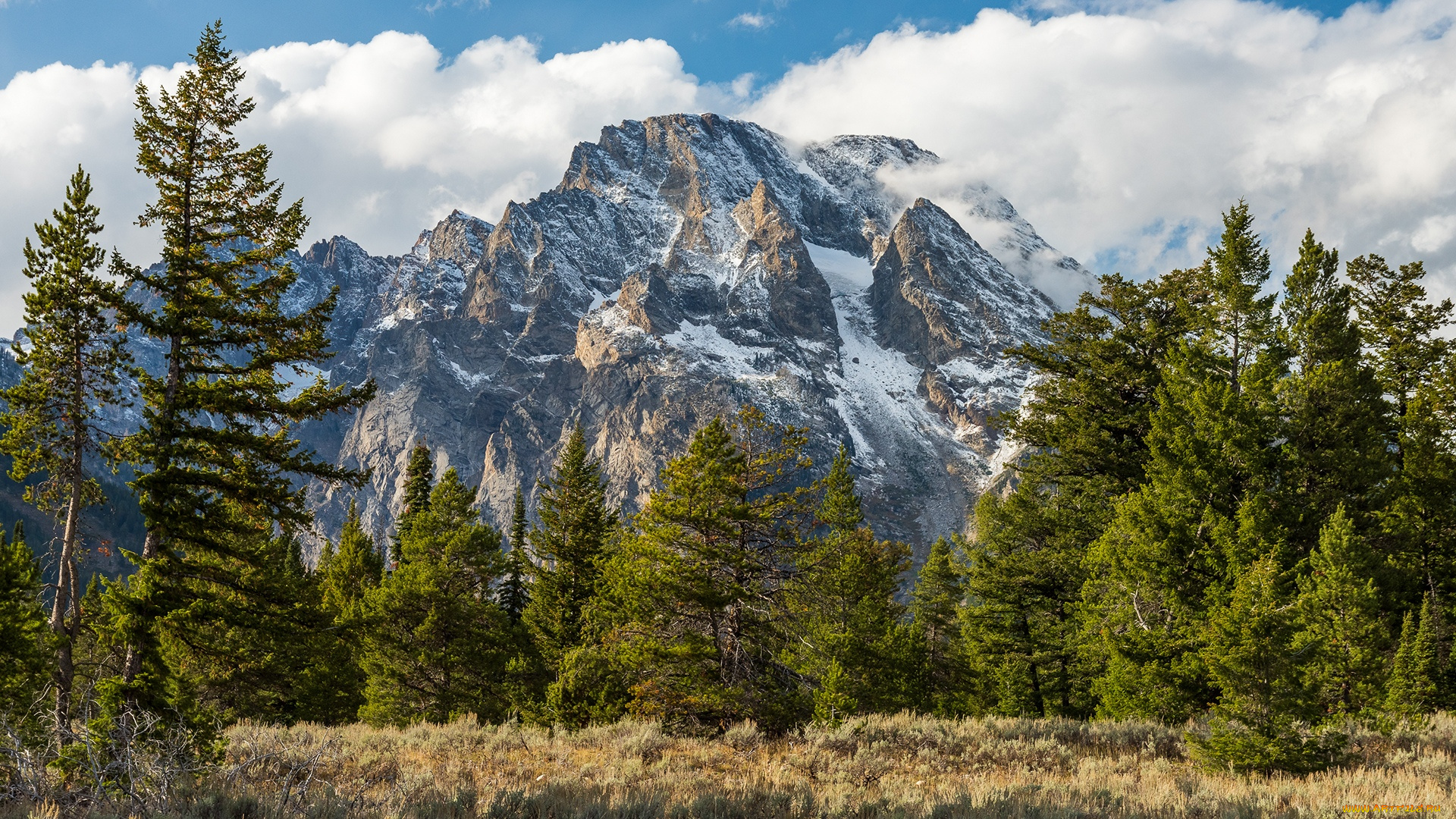 природа, горы, национальный, парк, гранд-титон, сша