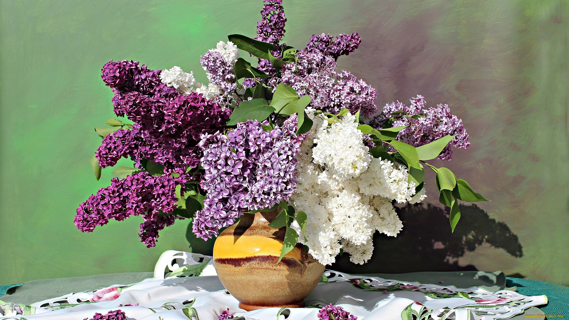 цветы, сирень, разноцветная, букет