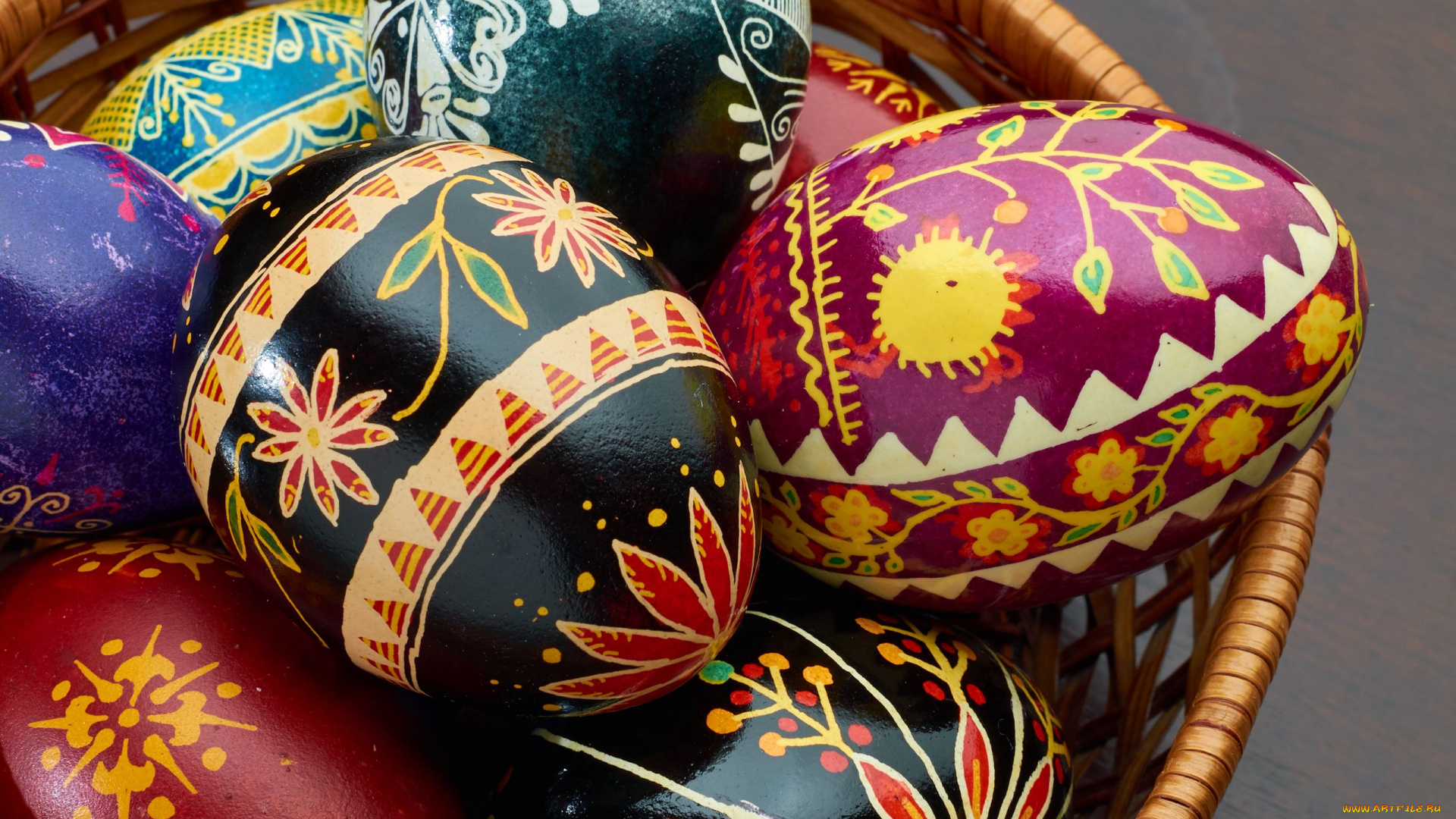 праздничные, пасха, корзинка, писанки