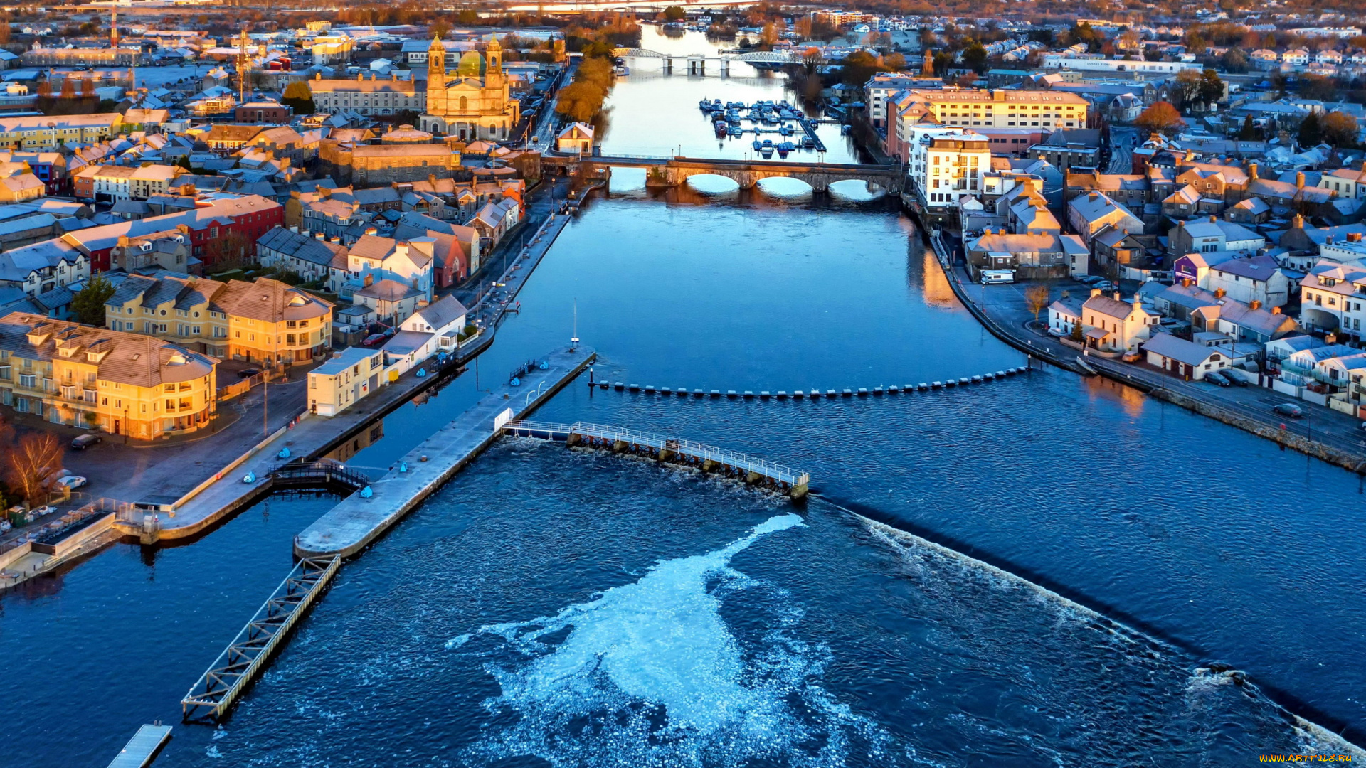 athlone, river, shannon, ireland, города, -, панорамы, river, shannon