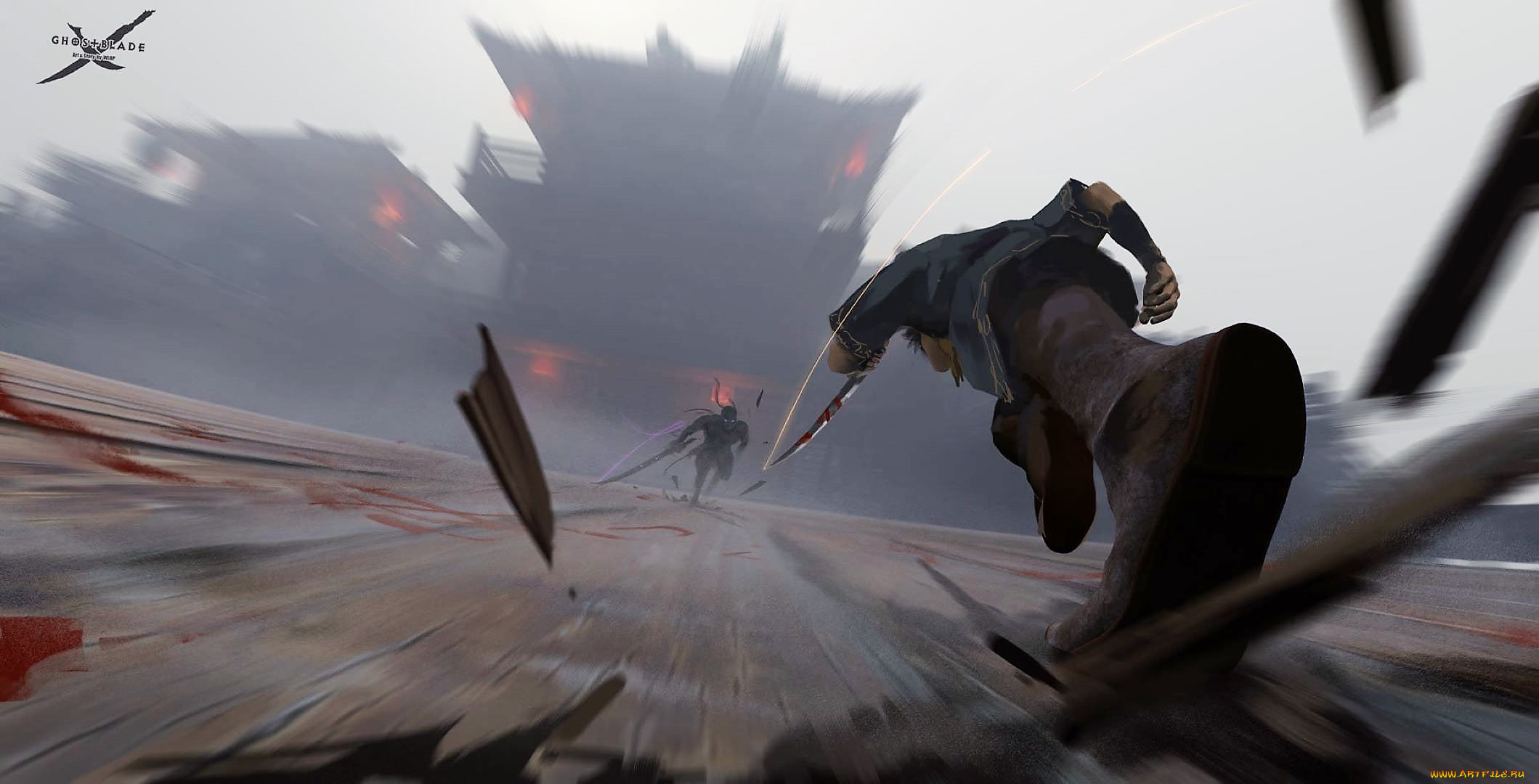 фэнтези, _ghost, blade, , , призрачный, клинок, поединок, щепки, корабль, туман