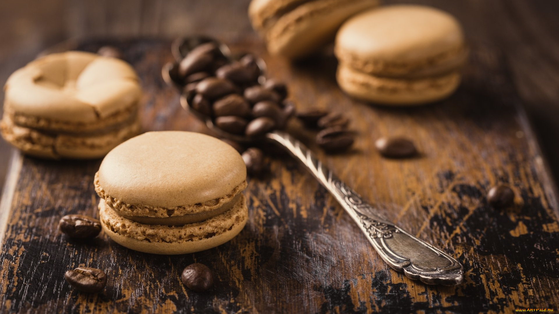 еда, макаруны, лакомство, печенье, кофейные