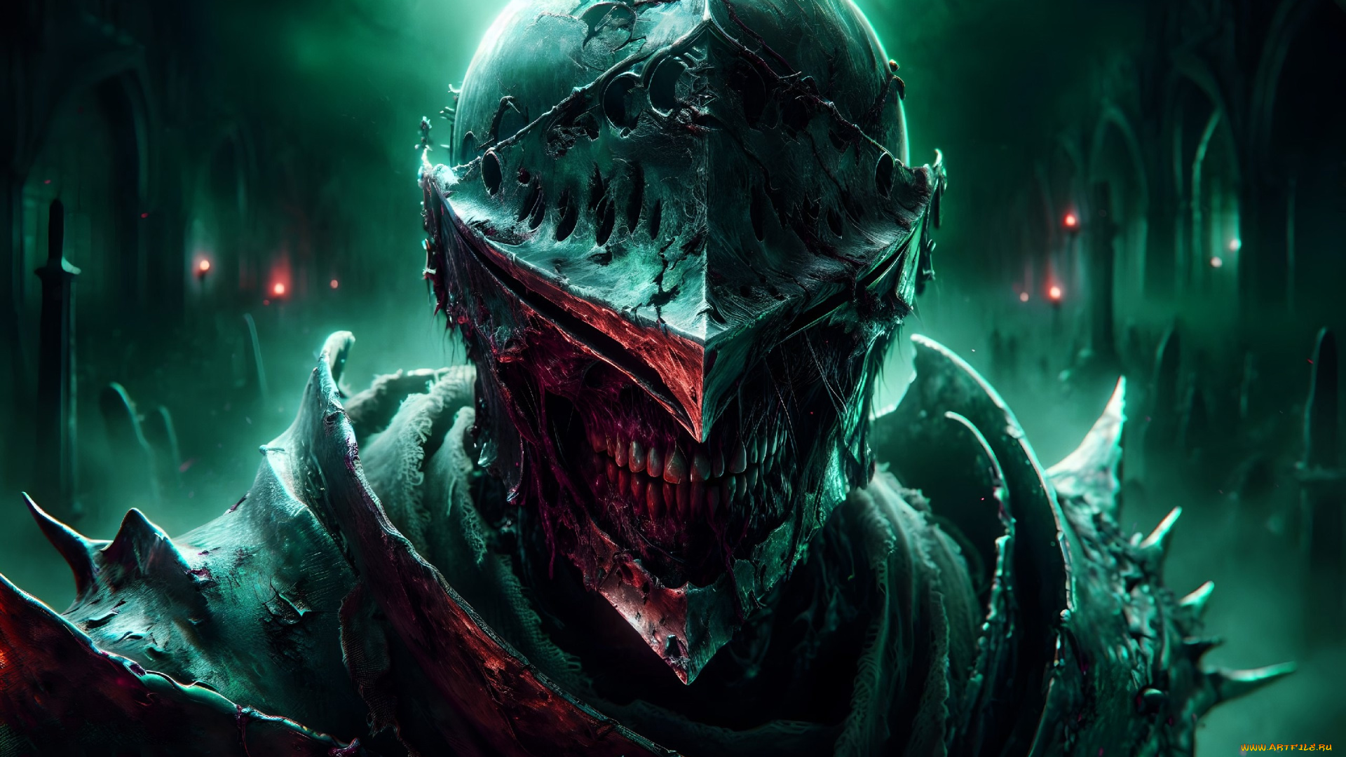 3д, графика, ужас, , horror, шлем, нежить, фантазия