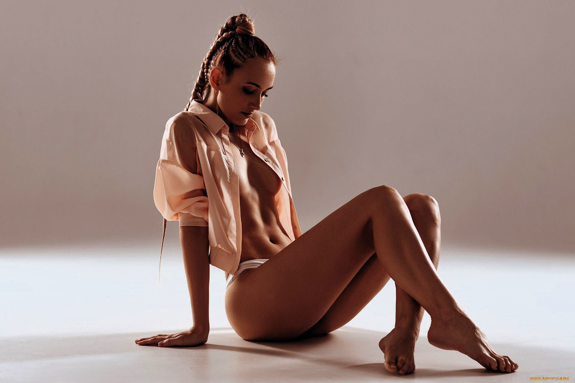 девушки, -, брюнетки, , шатенки, шатенка, коса, белье, рубашка