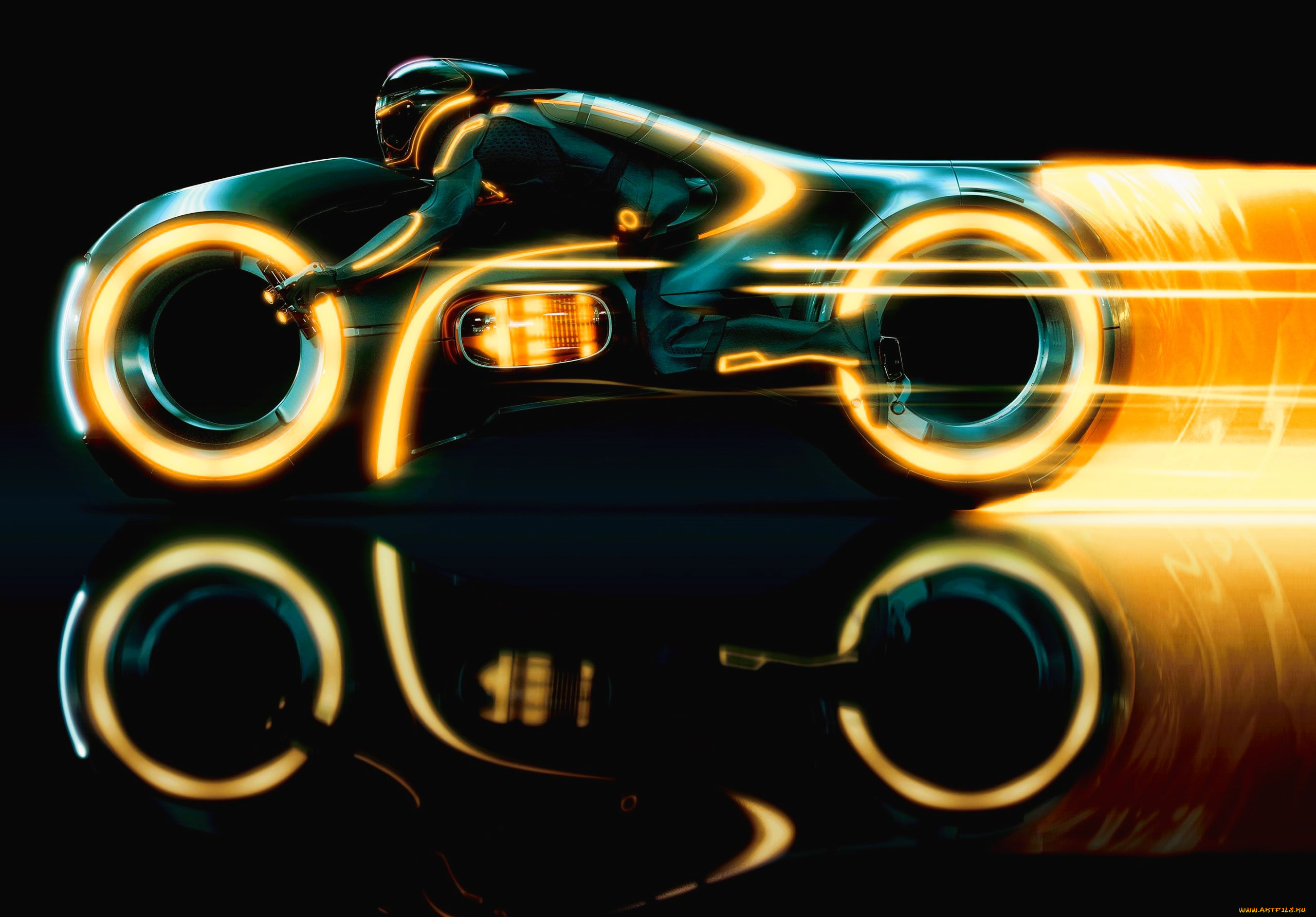 кино, фильмы, tron, legacy, мотоцикл, скорость, человек
