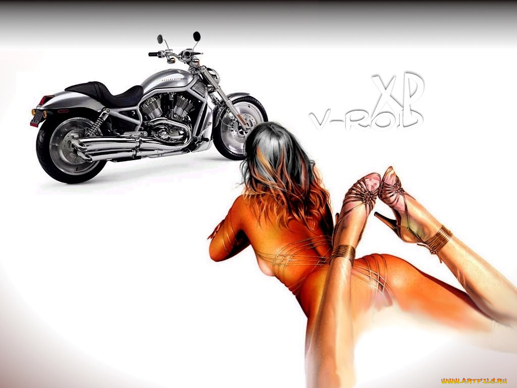 мотоциклы, мото, девушкой