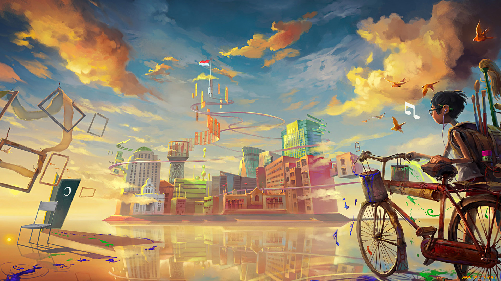 рисованные, города