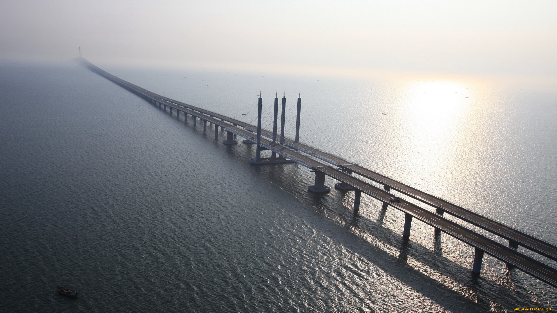 города, мосты, залив, мост