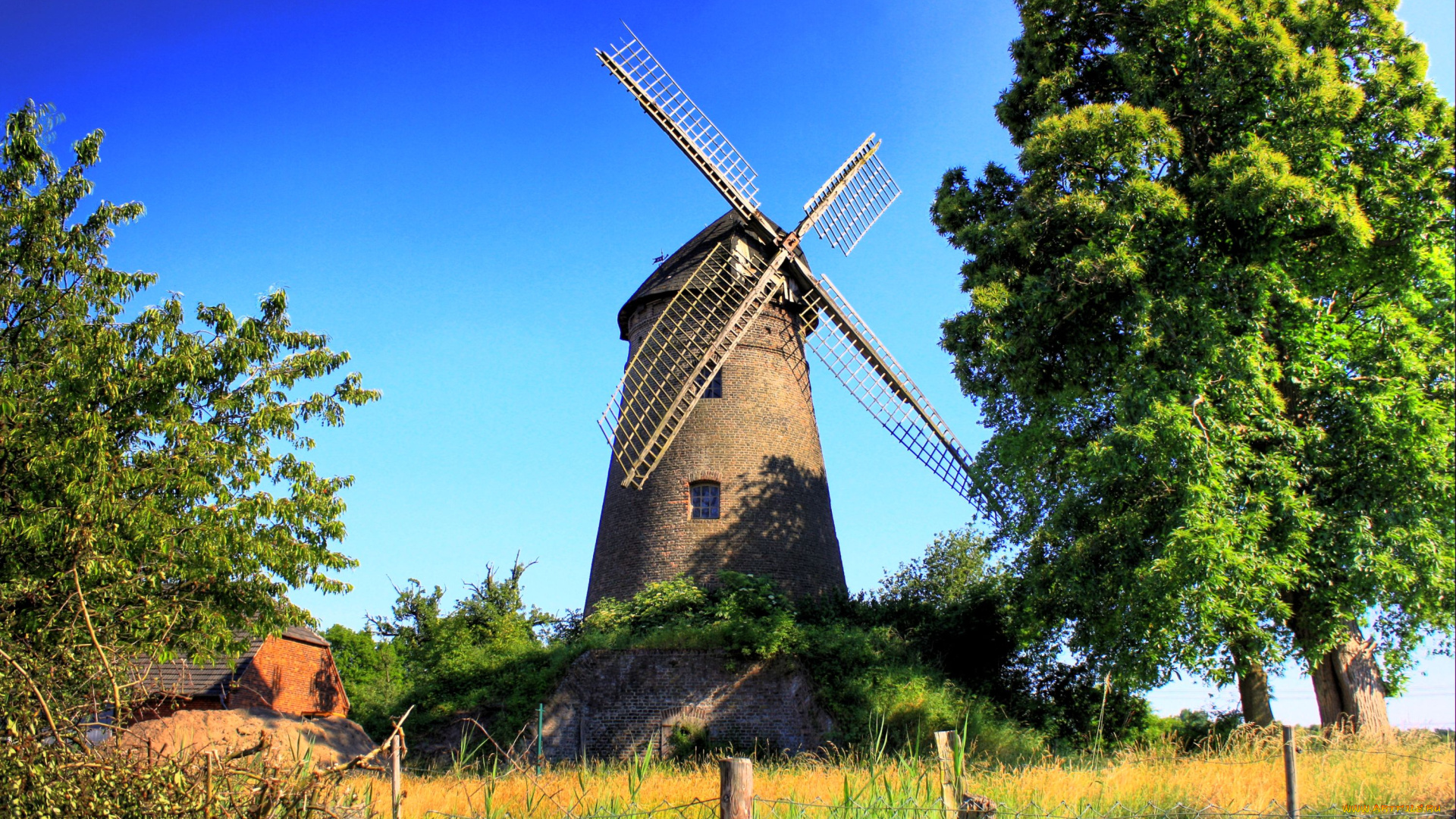 разное, мельницы, пейзаж, деревья, мельница