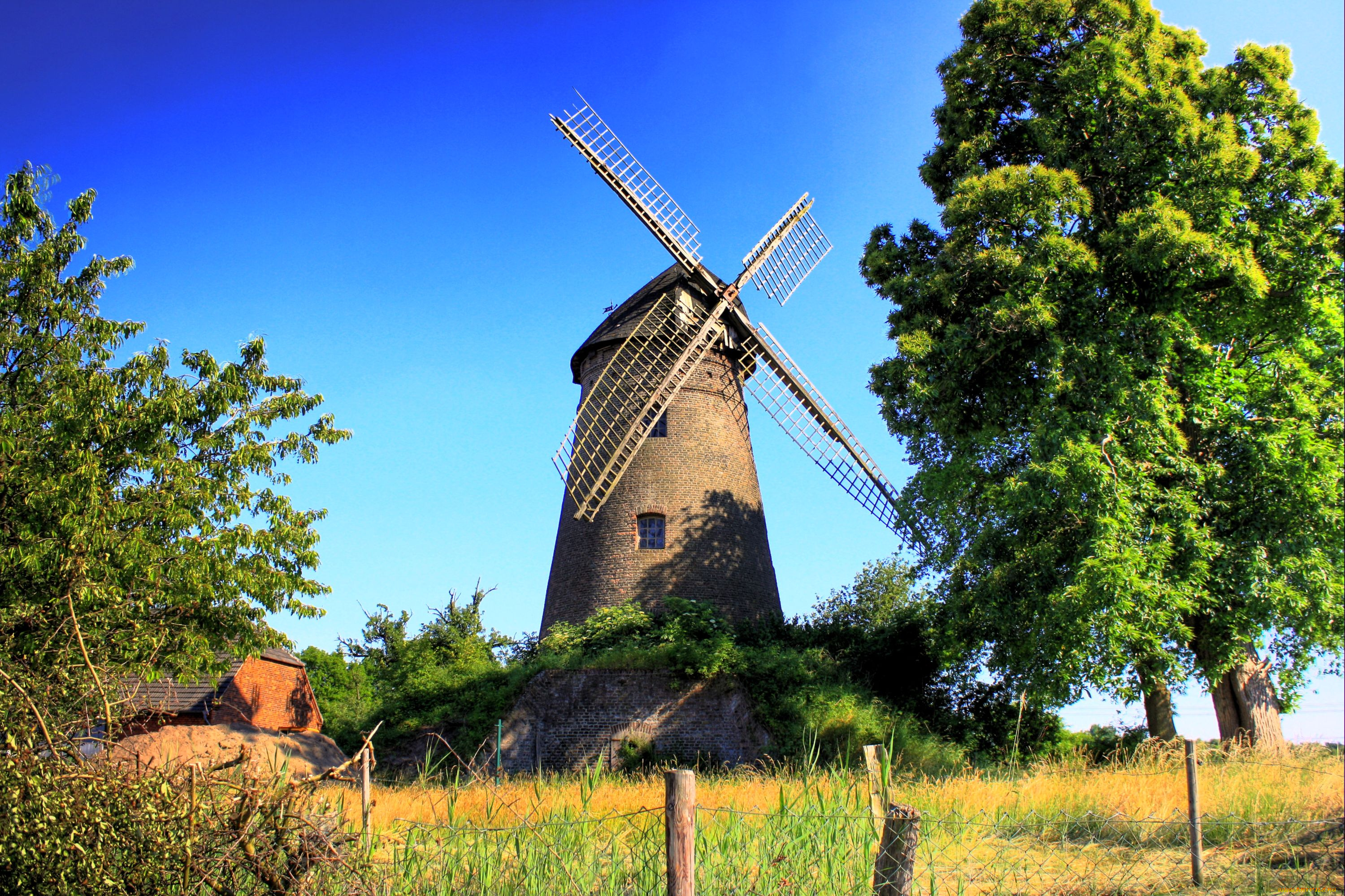 разное, мельницы, пейзаж, деревья, мельница