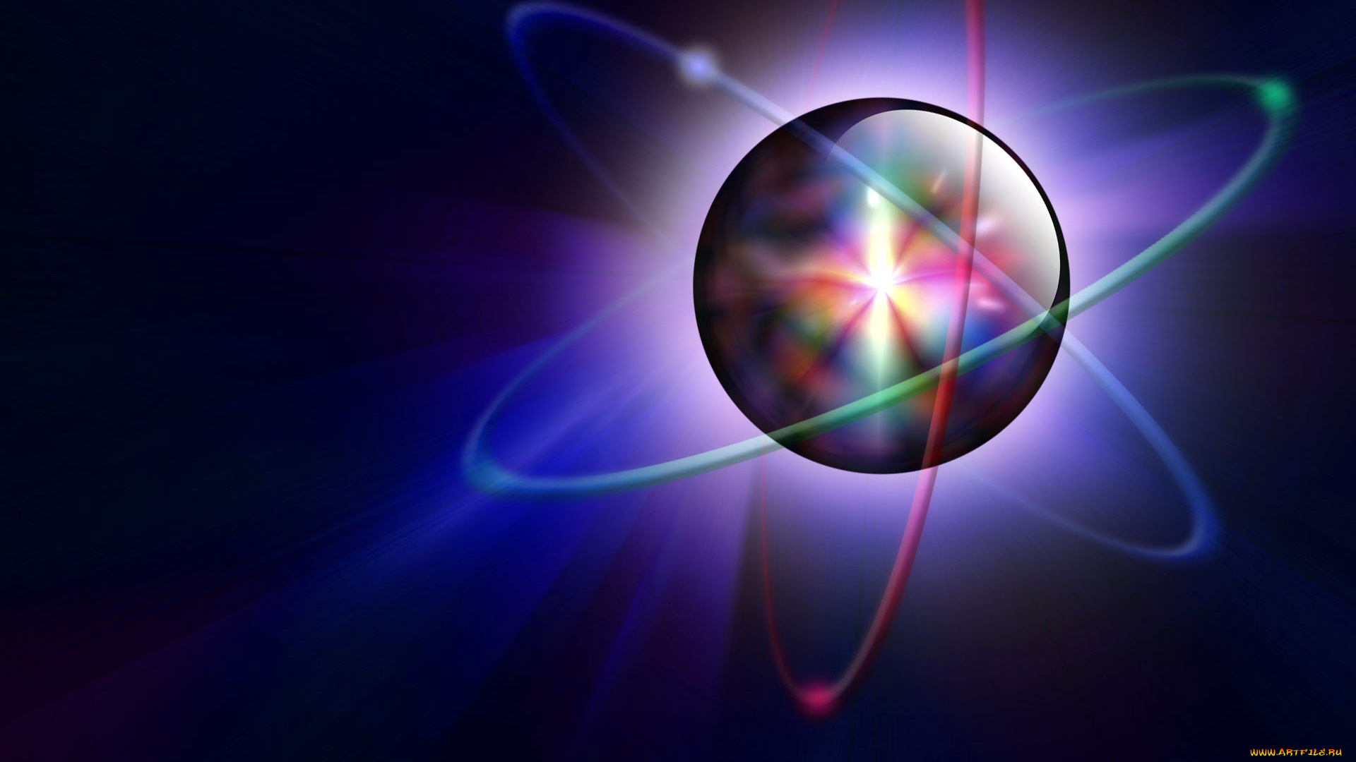 3д, графика, абстракция, , abstract, электрон, орбита, шар, атом, цвет, свет